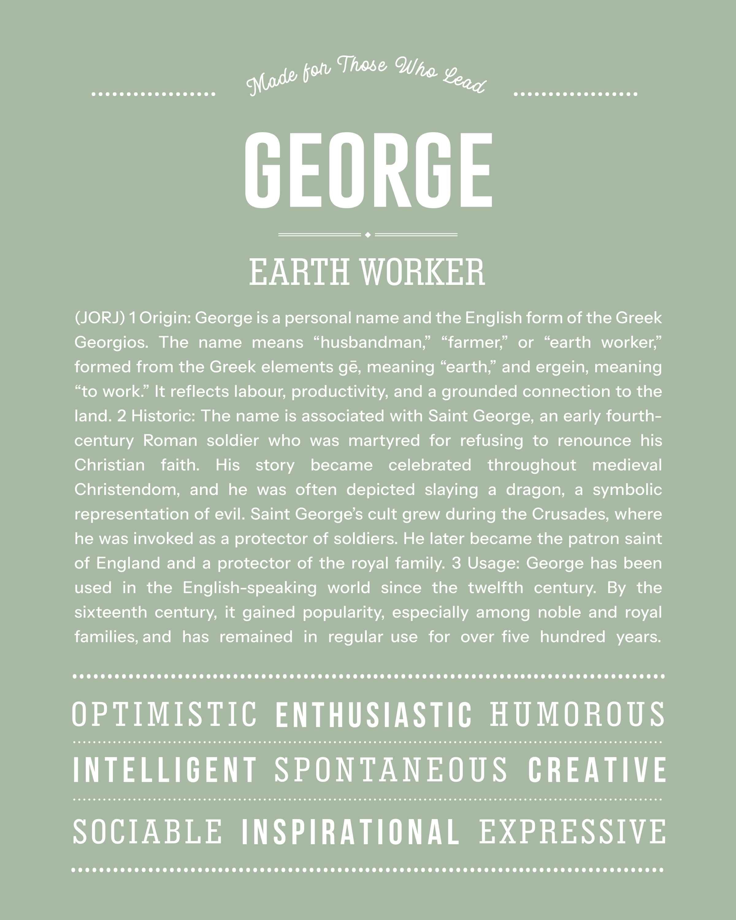 George | Personalised Name Meaning Print – Custom Name Art Gift