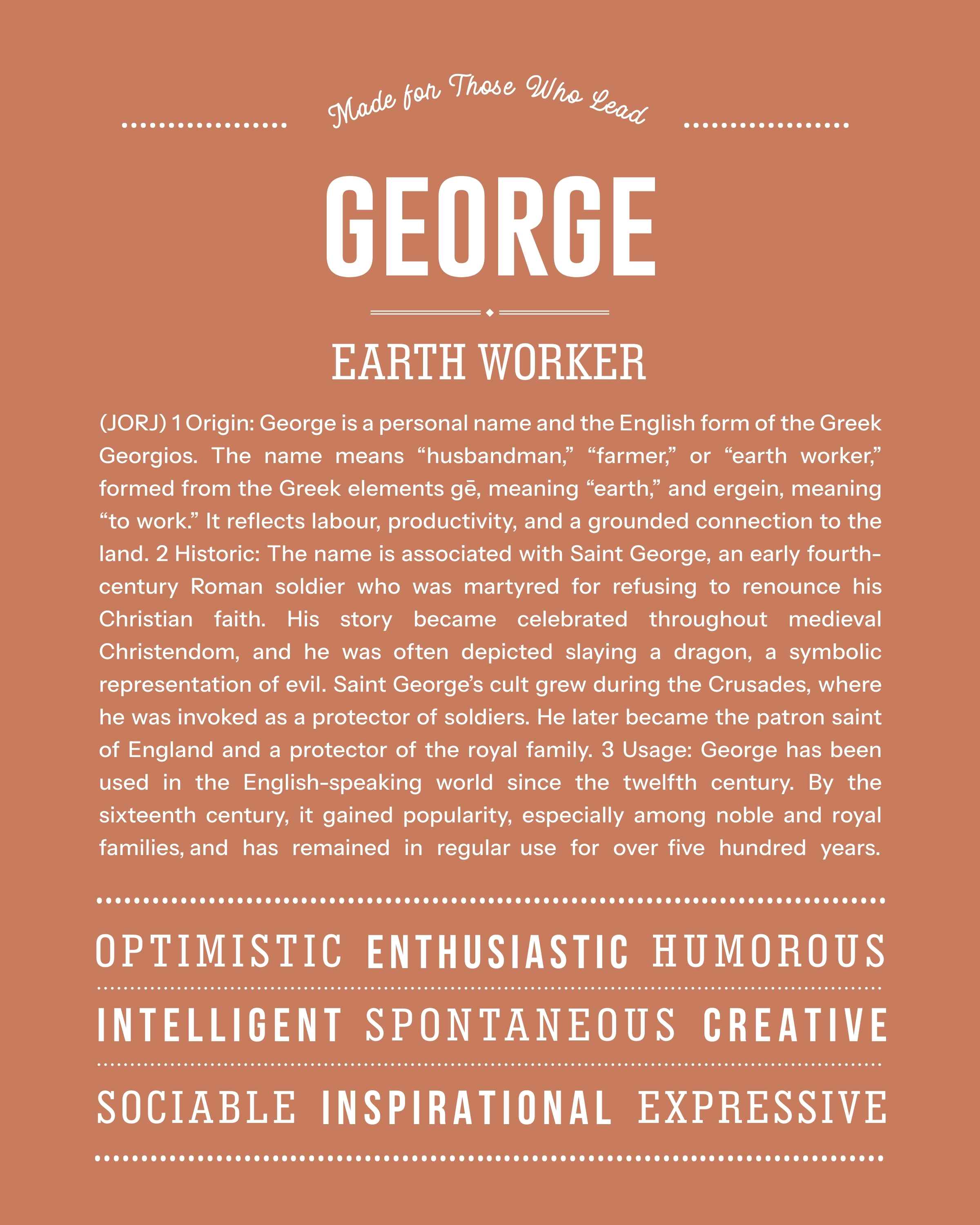George | Personalised Name Meaning Print – Custom Name Art Gift