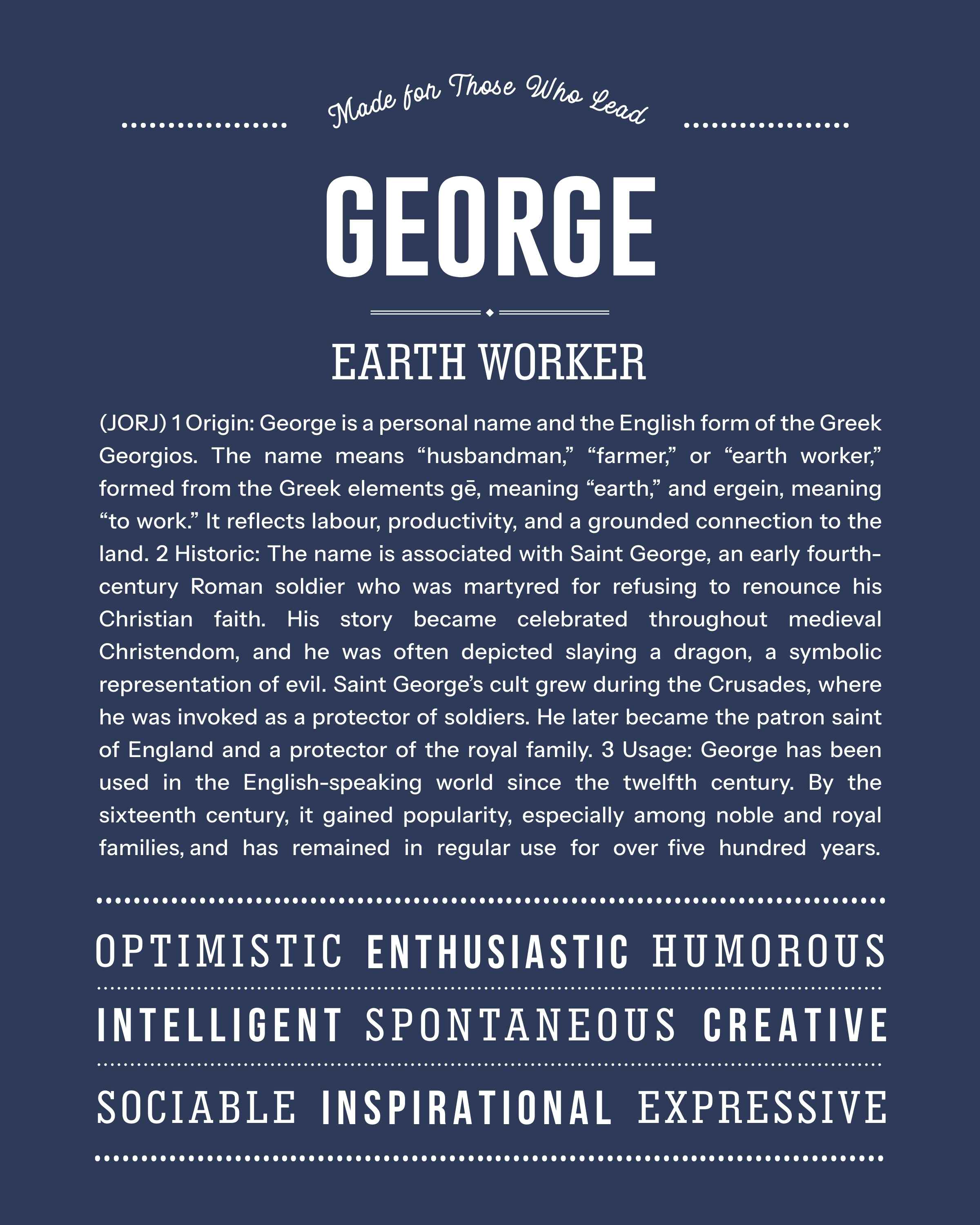 George | Personalised Name Meaning Print – Custom Name Art Gift