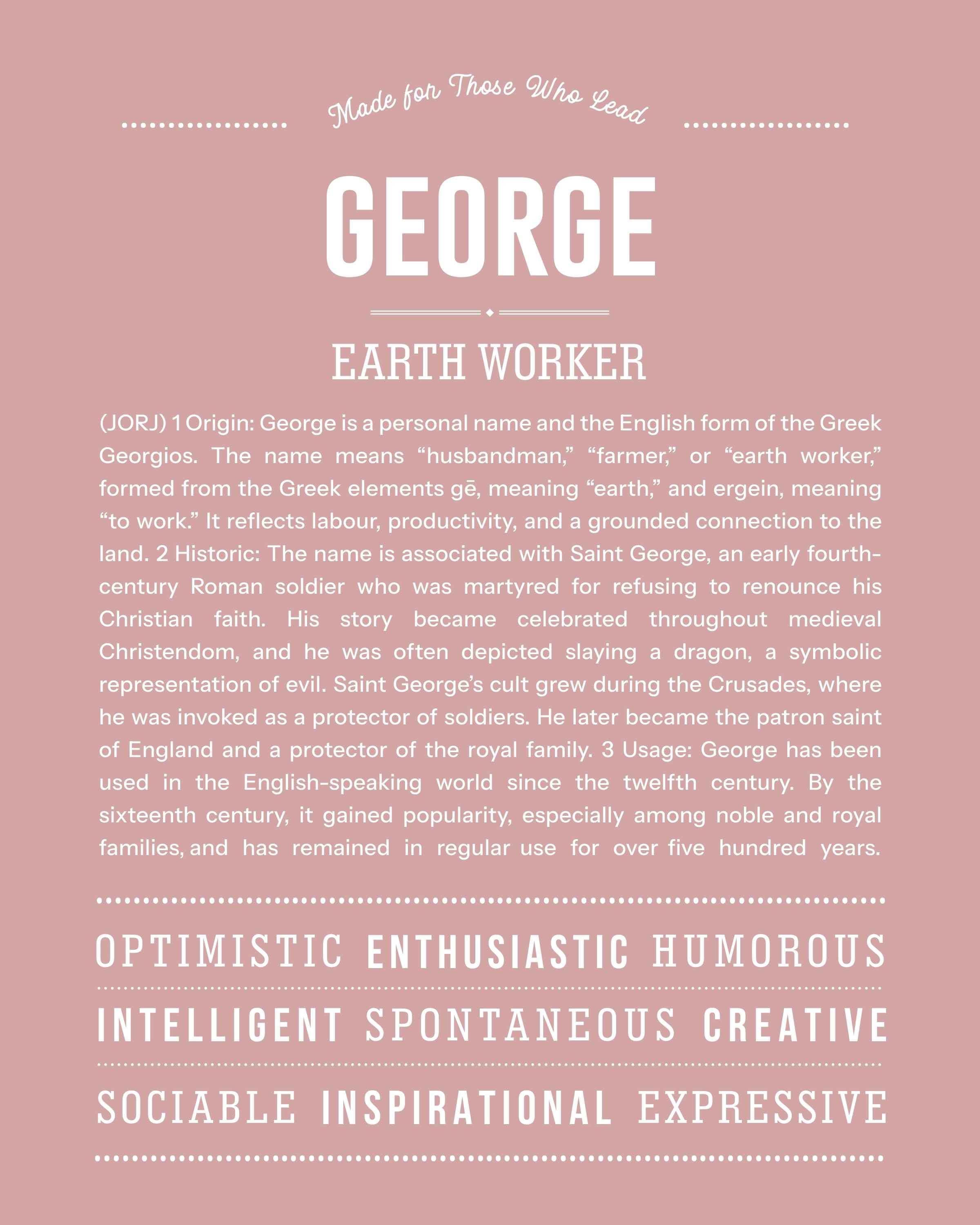 George | Personalised Name Meaning Print – Custom Name Art Gift