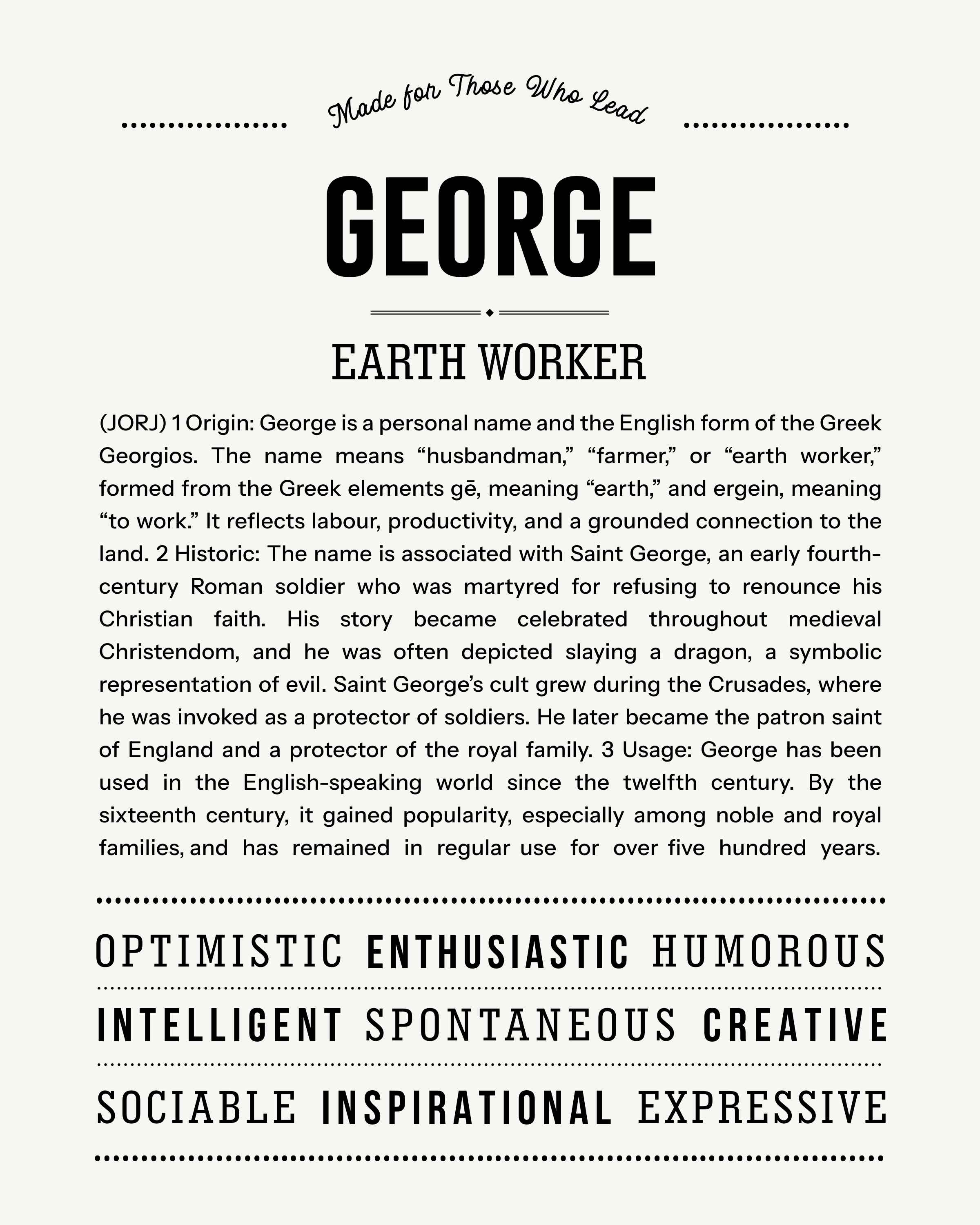 George | Personalised Name Meaning Print – Custom Name Art Gift