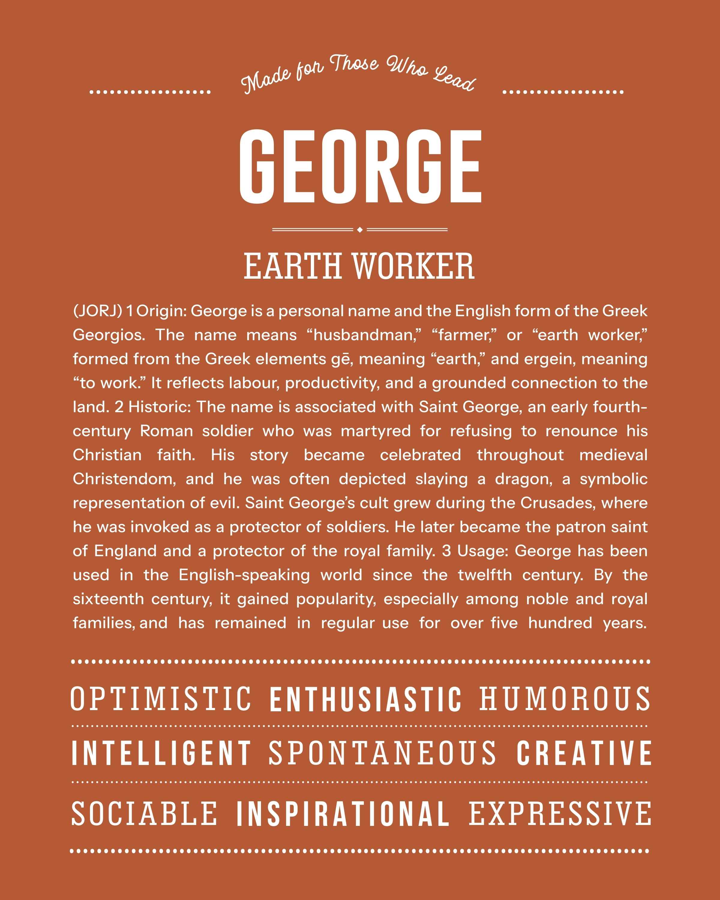 George | Personalised Name Meaning Print – Custom Name Art Gift