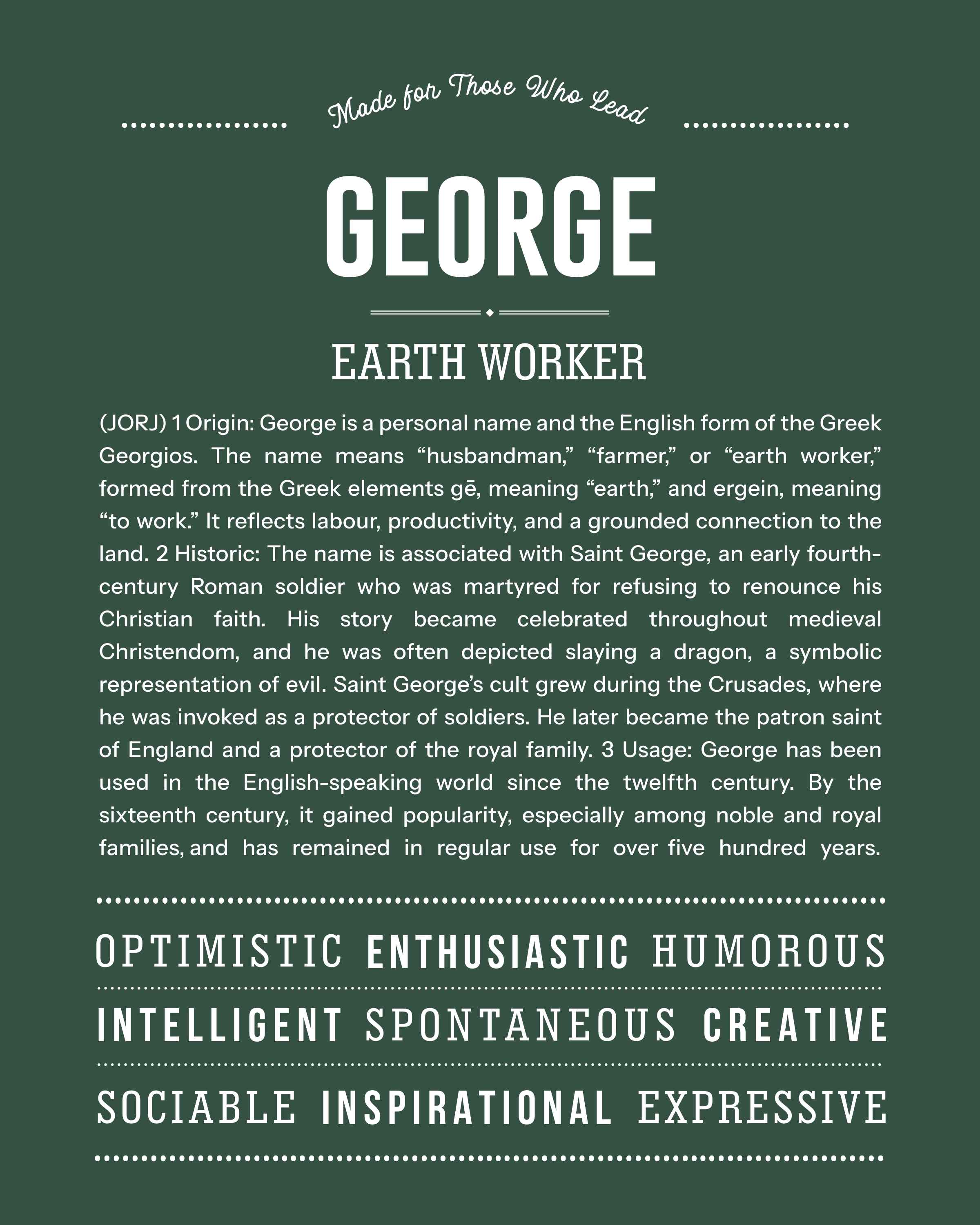 George | Personalised Name Meaning Print – Custom Name Art Gift