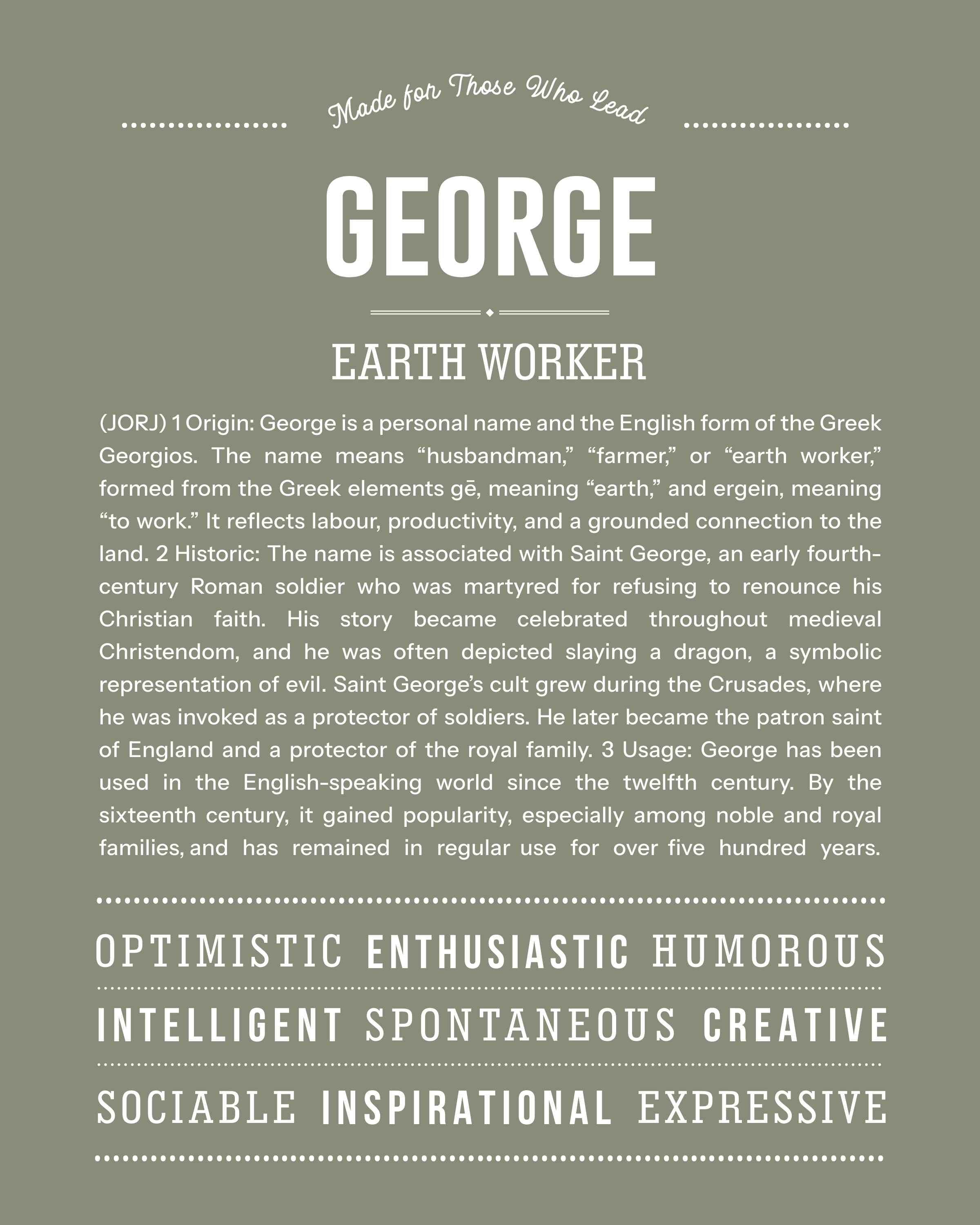 George | Personalised Name Meaning Print – Custom Name Art Gift