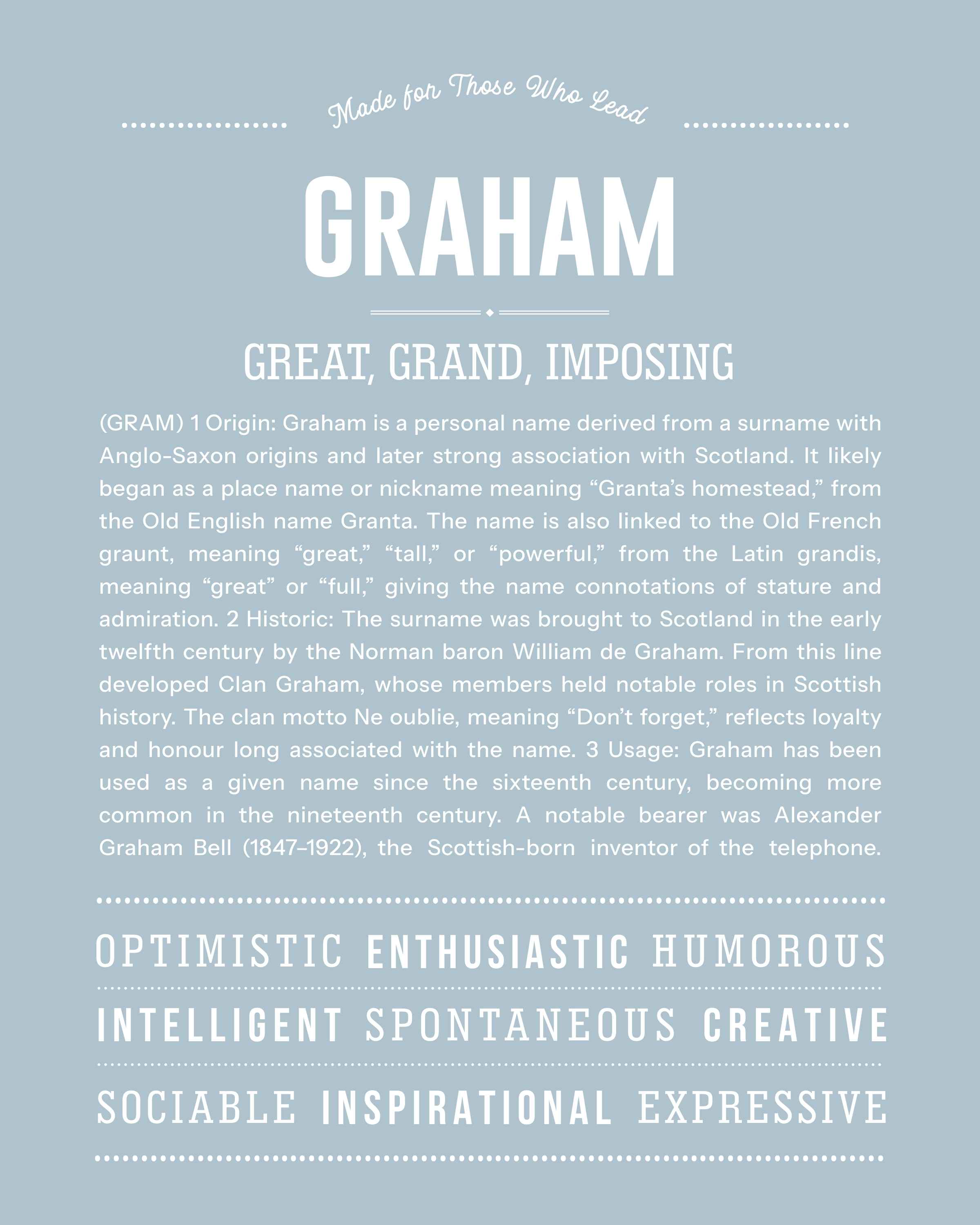 Graham | Personalised Name Meaning Print – Custom Name Art Gift