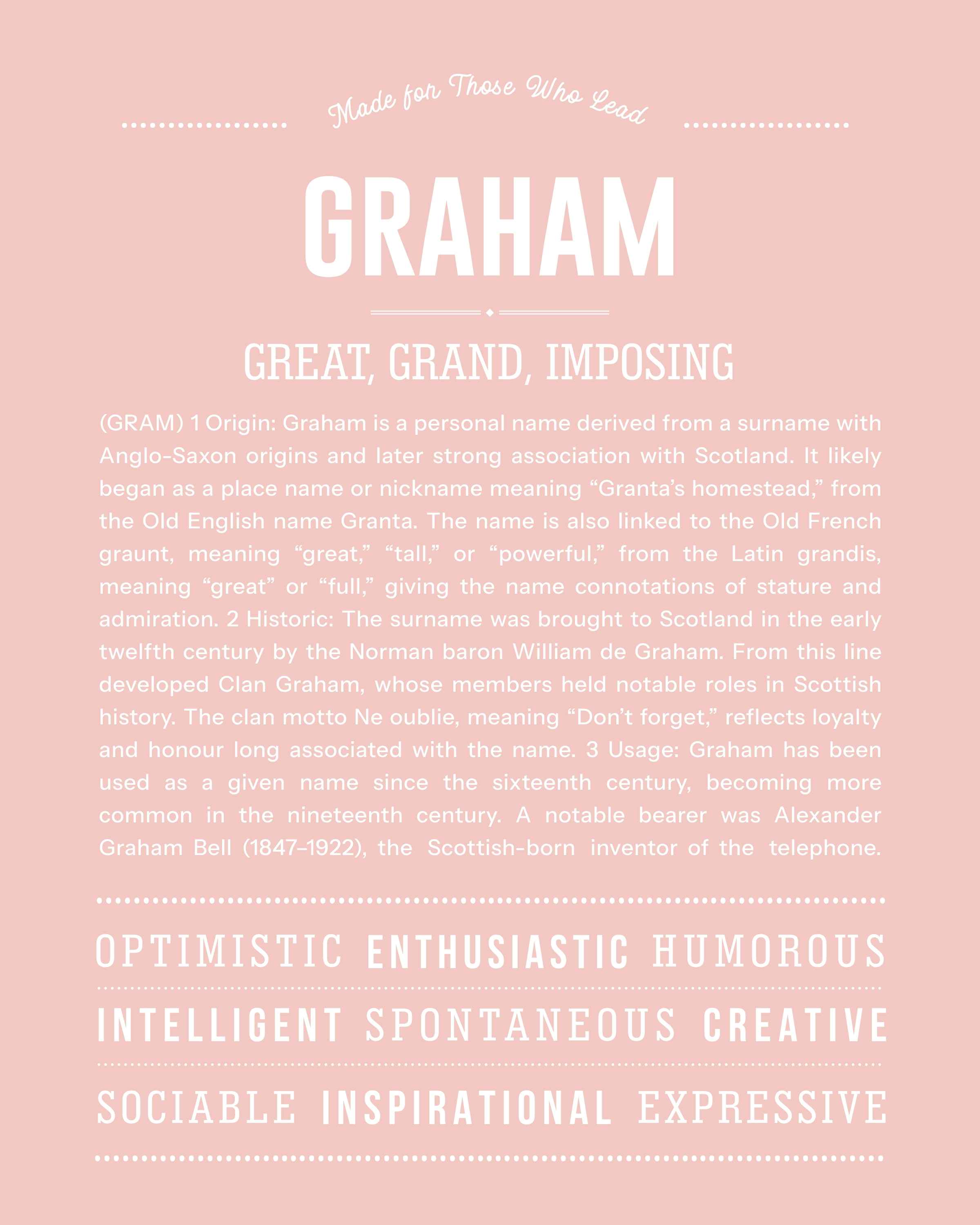Graham | Personalised Name Meaning Print – Custom Name Art Gift