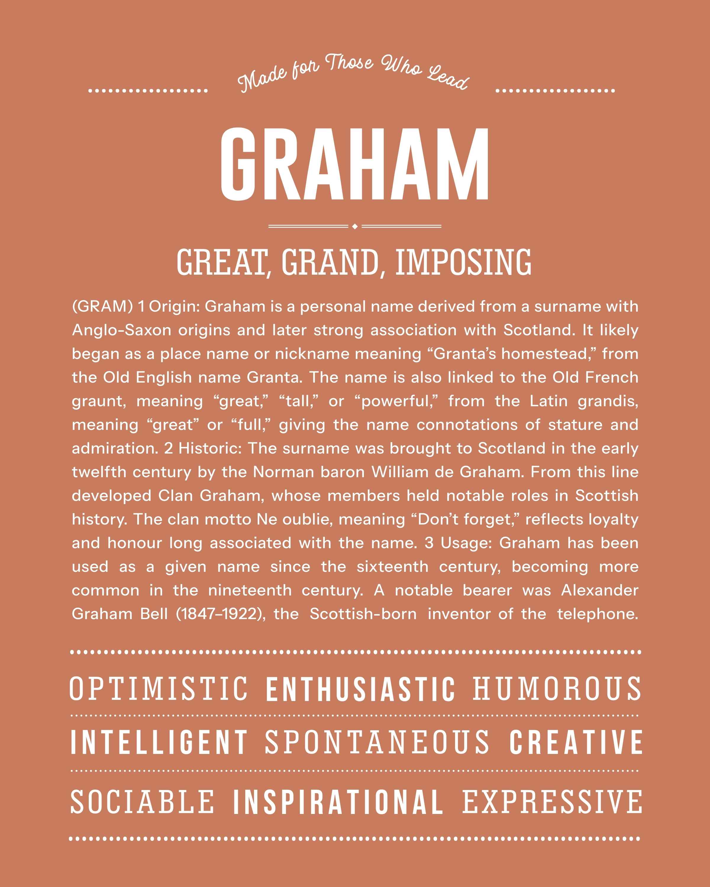 Graham | Personalised Name Meaning Print – Custom Name Art Gift