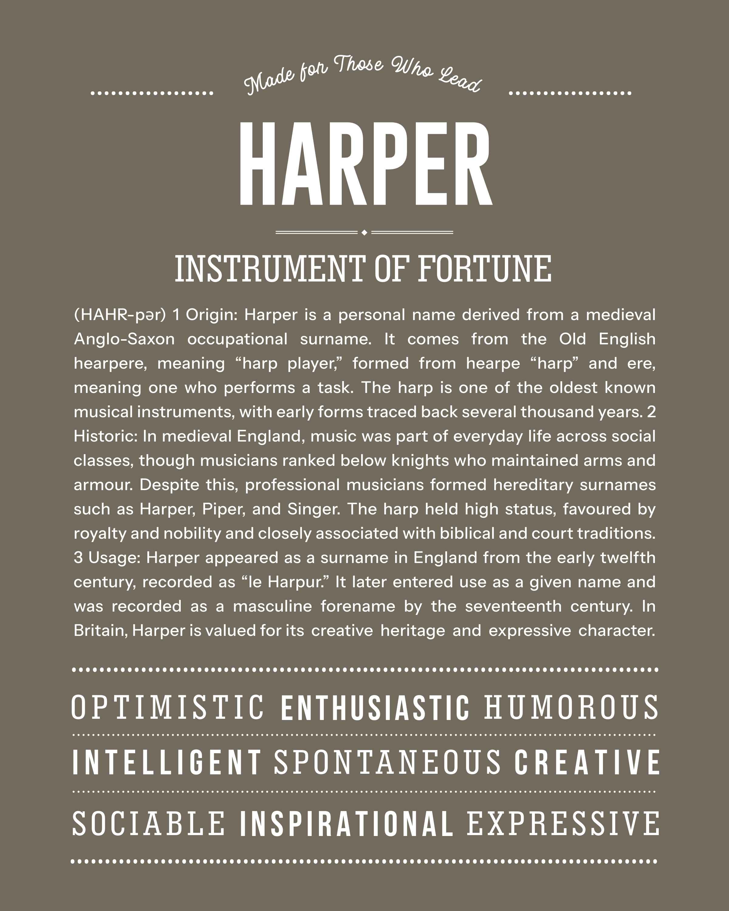 Harper (female) | Personalised Name Meaning Print – Custom Name Art Gift