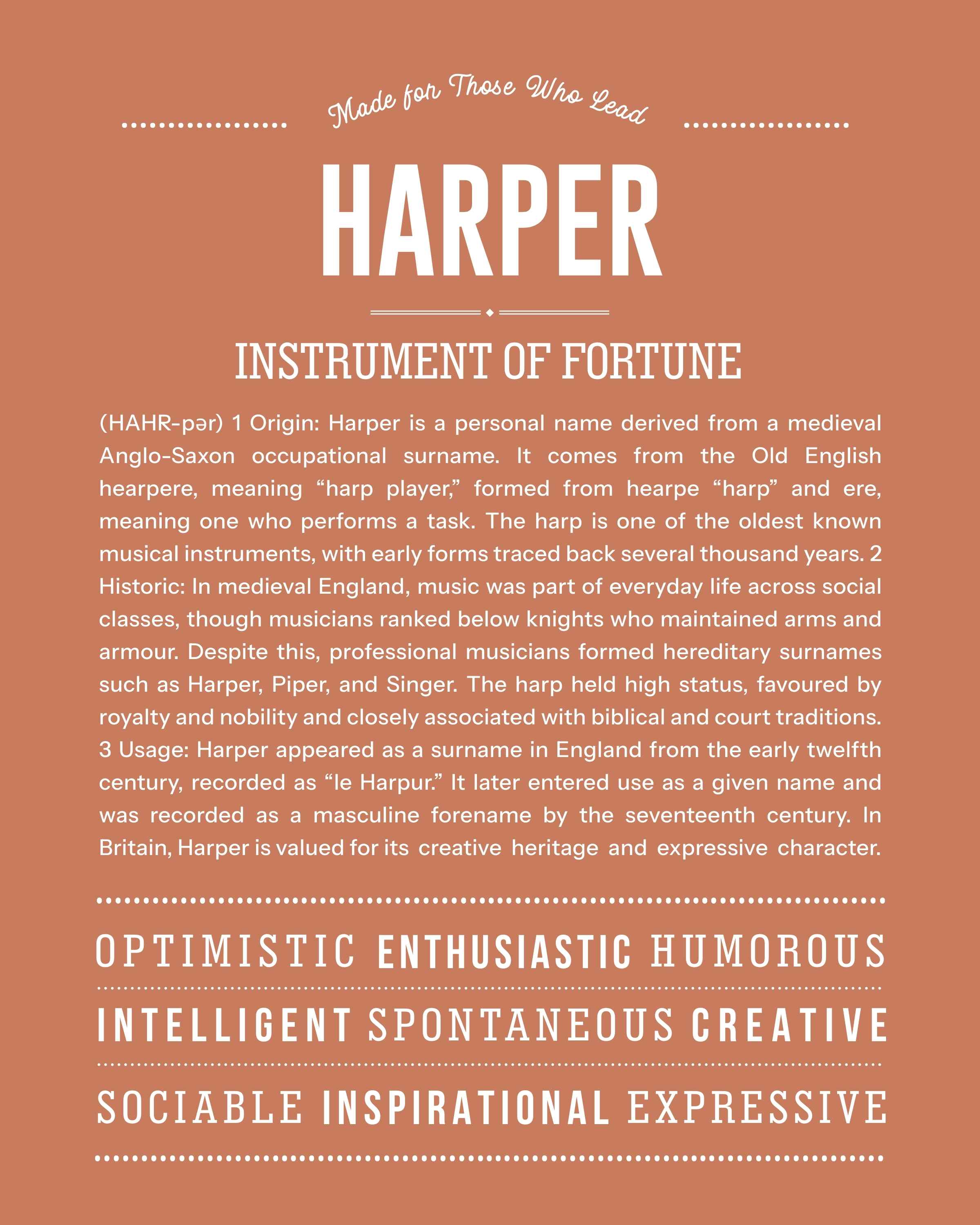 Harper (male) | Personalised Name Meaning Print – Custom Name Art Gift