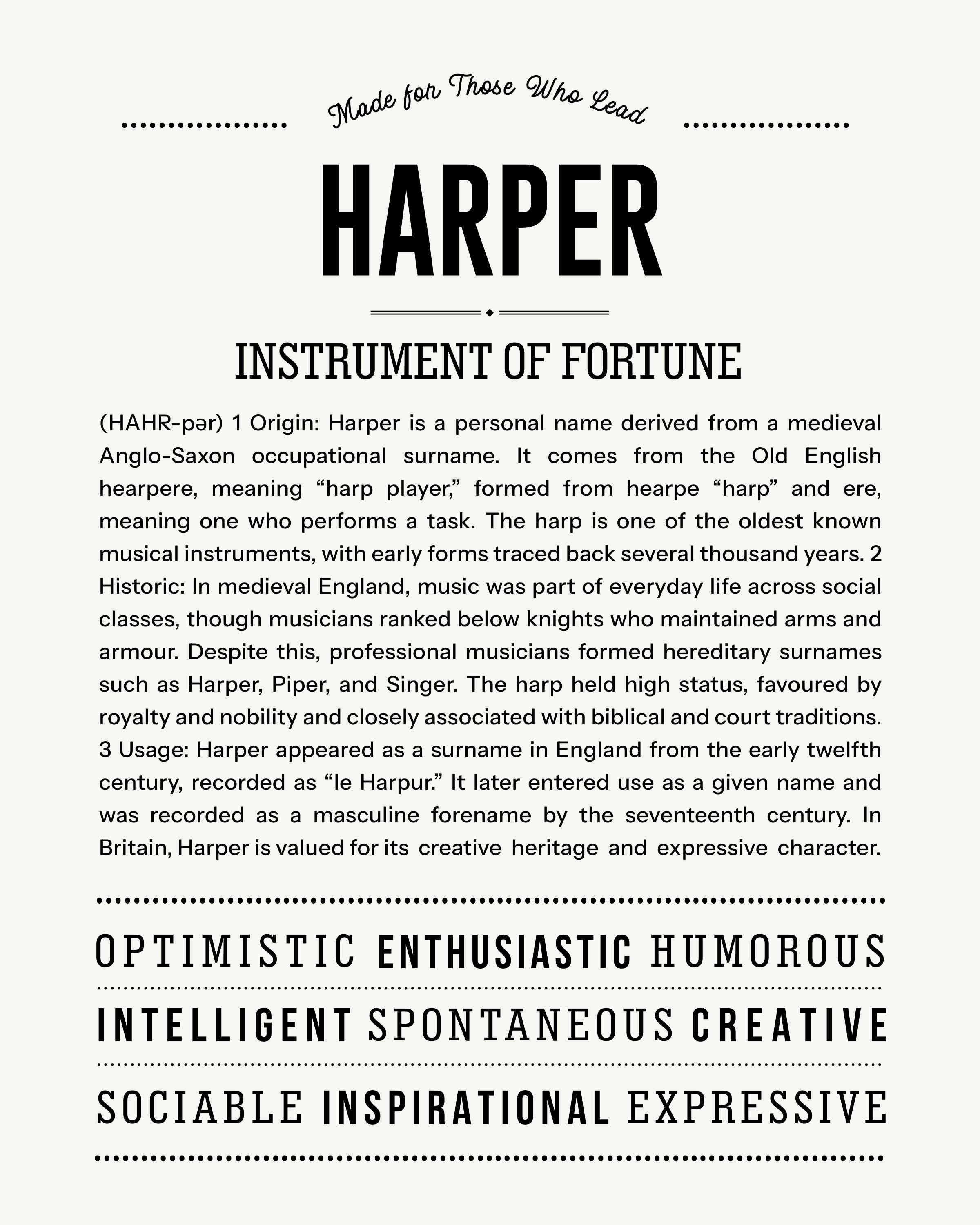 Harper (female) | Personalised Name Meaning Print – Custom Name Art Gift
