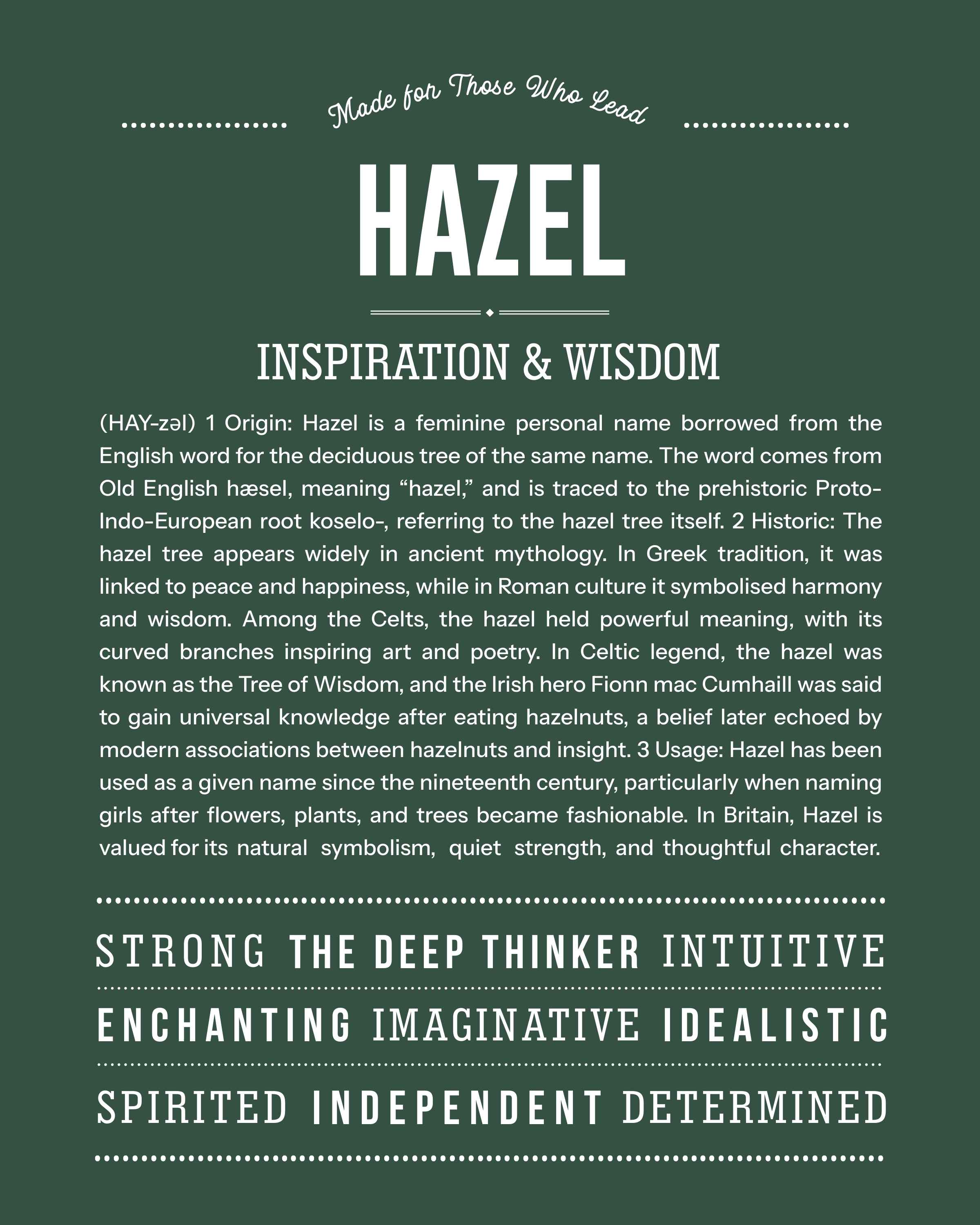 Hazel | Personalised Name Meaning Print – Custom Name Art Gift