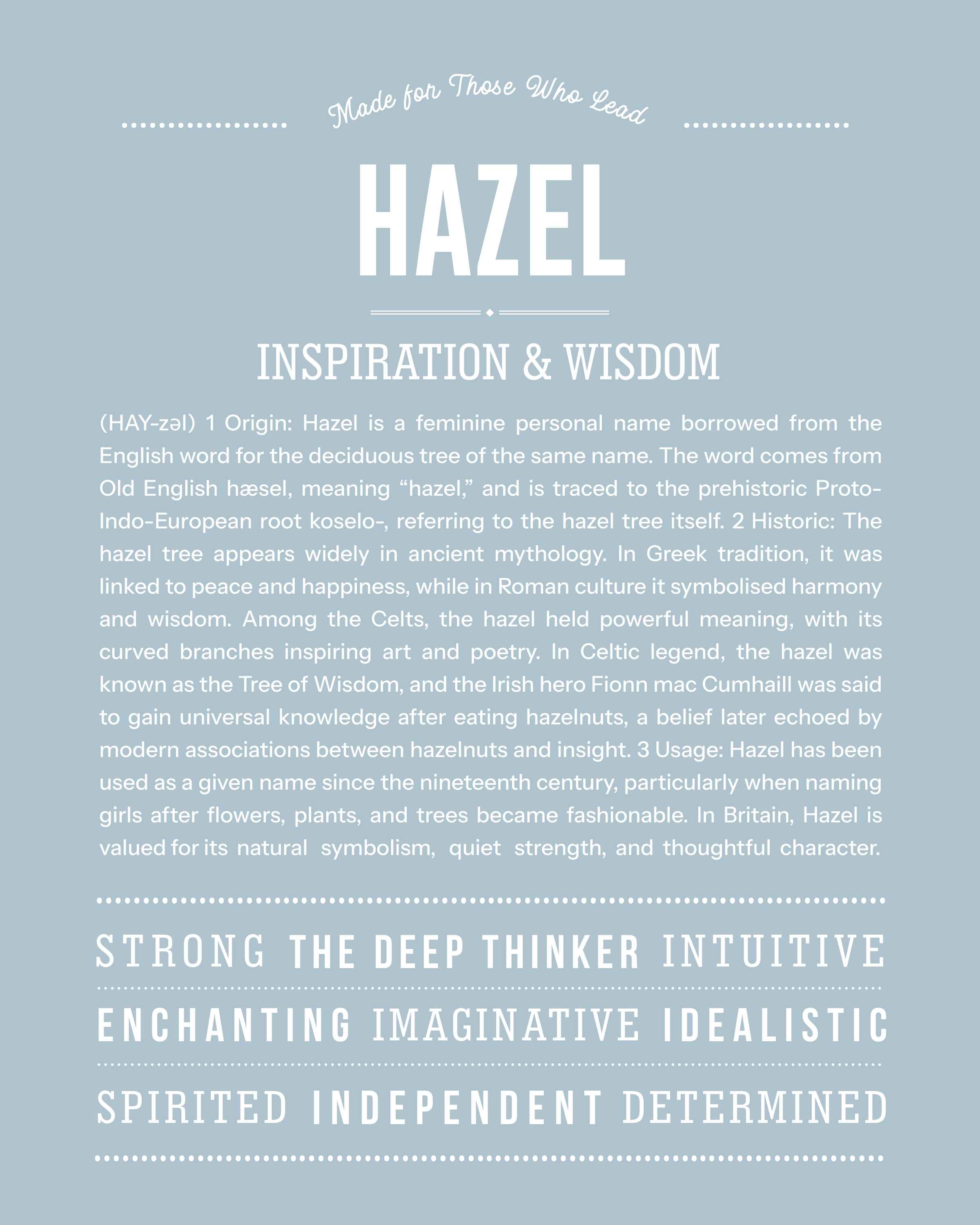 Hazel | Personalised Name Meaning Print – Custom Name Art Gift