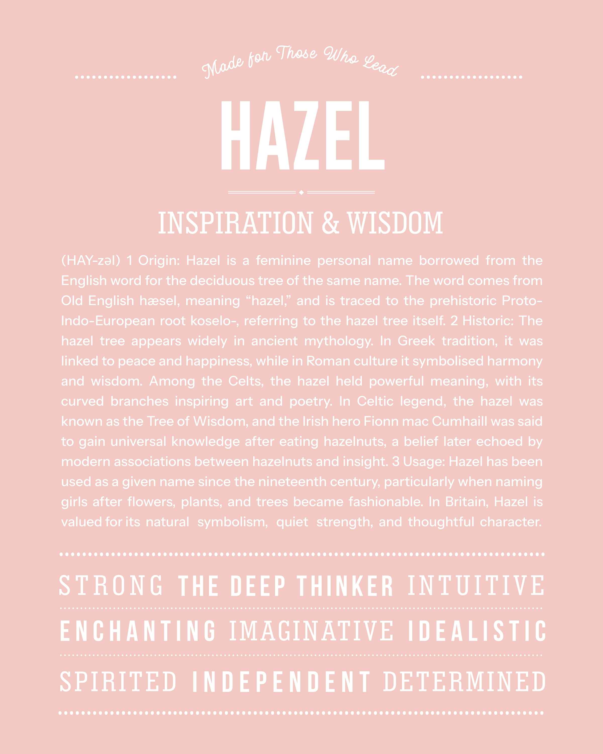 Hazel | Personalised Name Meaning Print – Custom Name Art Gift