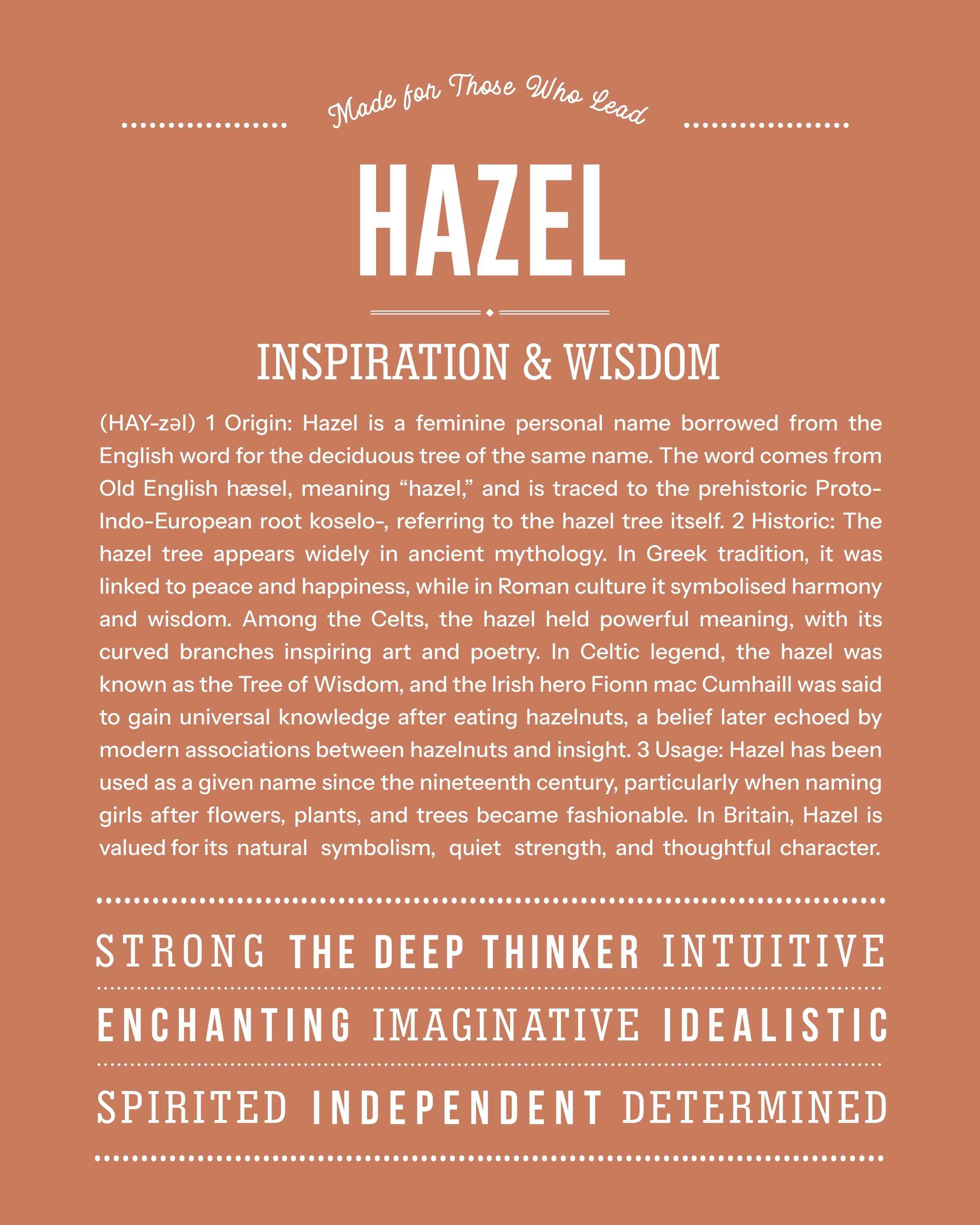 Hazel | Personalised Name Meaning Print – Custom Name Art Gift