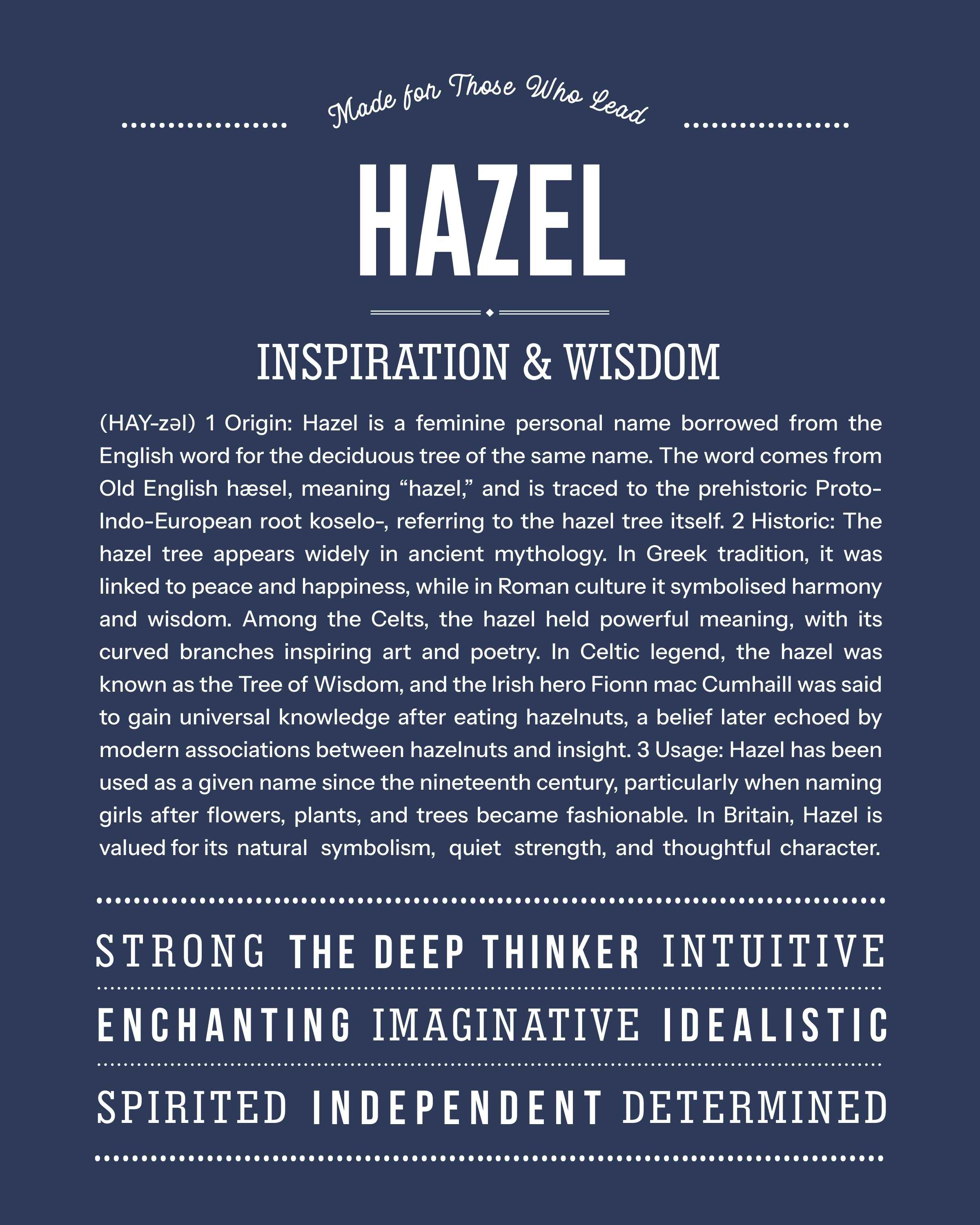 Hazel | Personalised Name Meaning Print – Custom Name Art Gift