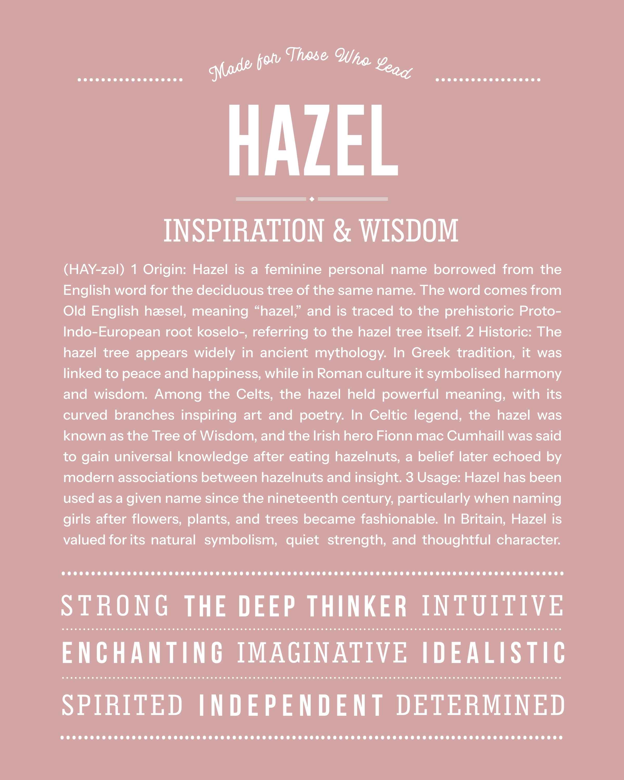 Hazel | Personalised Name Meaning Print – Custom Name Art Gift