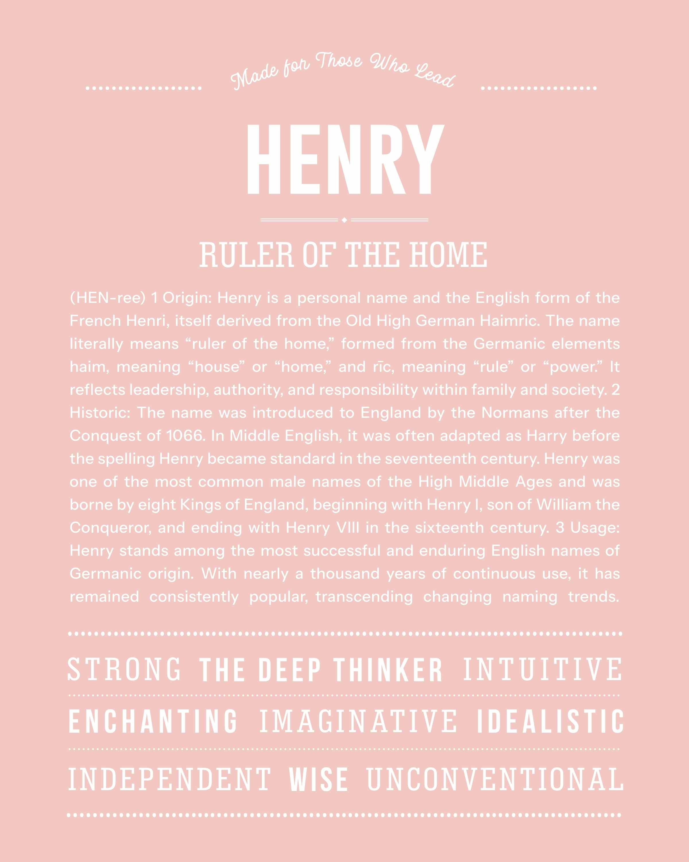 Henry | Personalised Name Meaning Print – Custom Name Art Gift