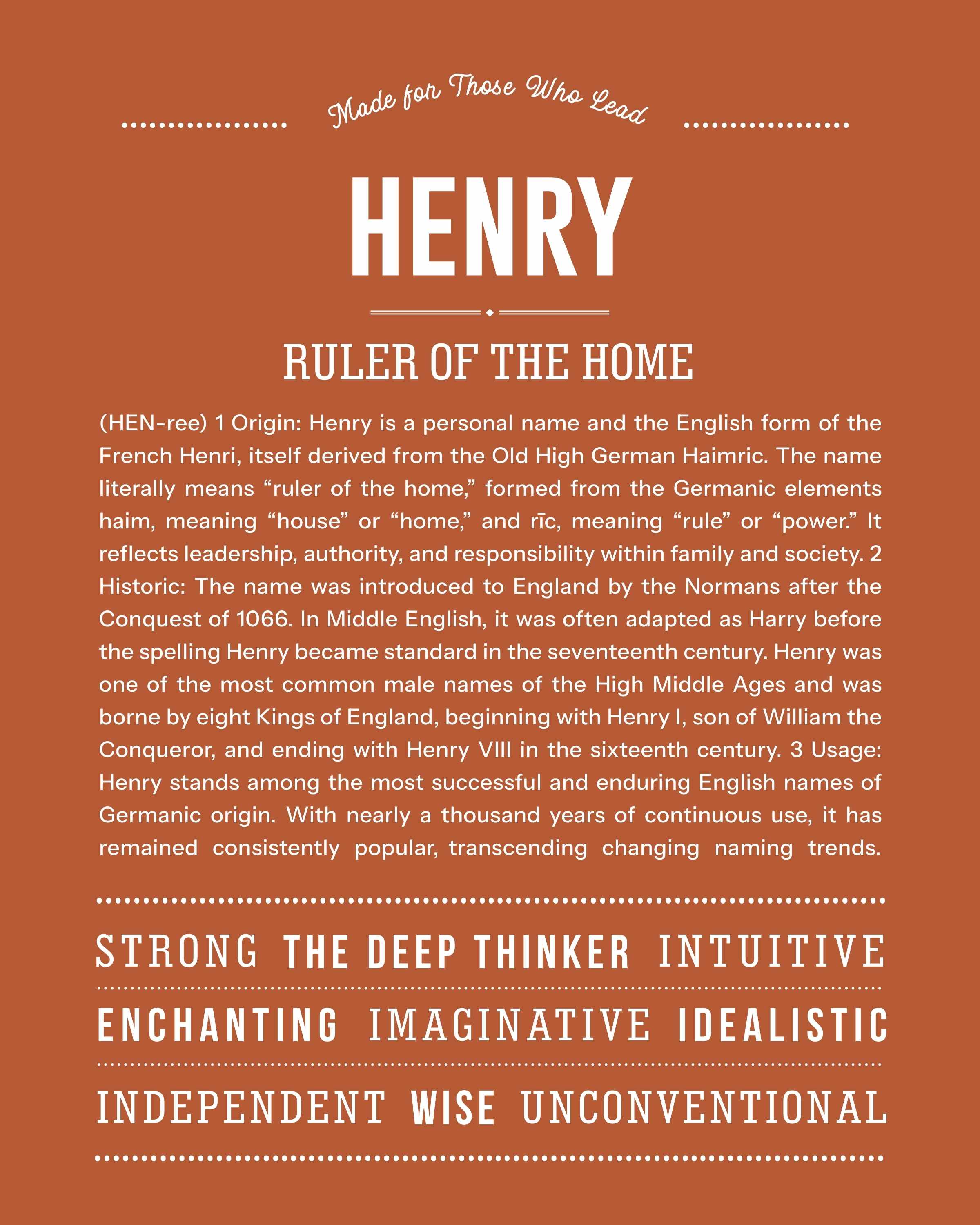 Henry | Personalised Name Meaning Print – Custom Name Art Gift