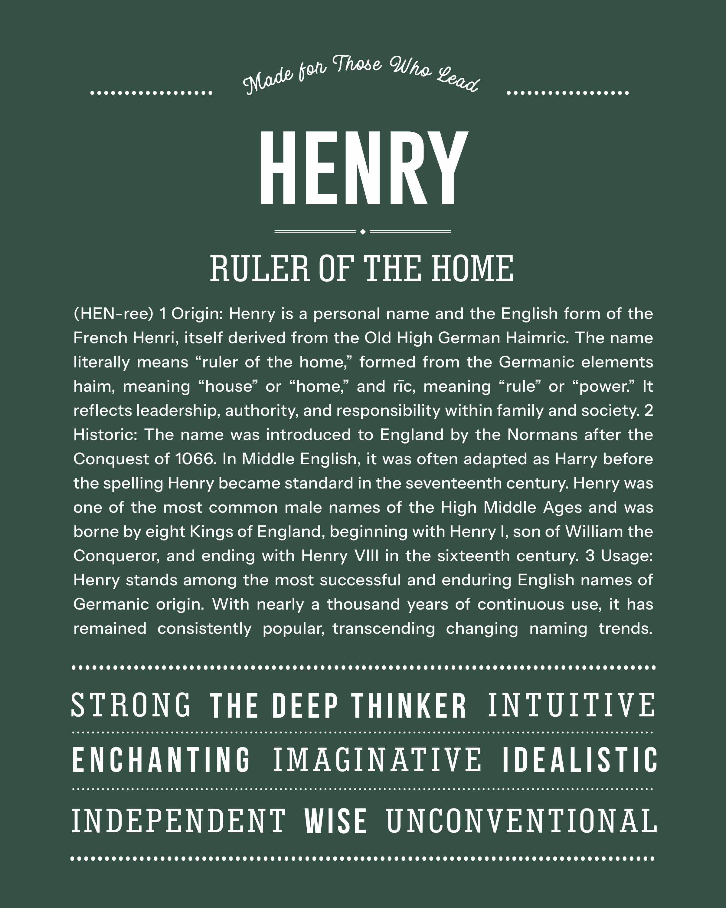 Henry | Personalised Name Meaning Print – Custom Name Art Gift