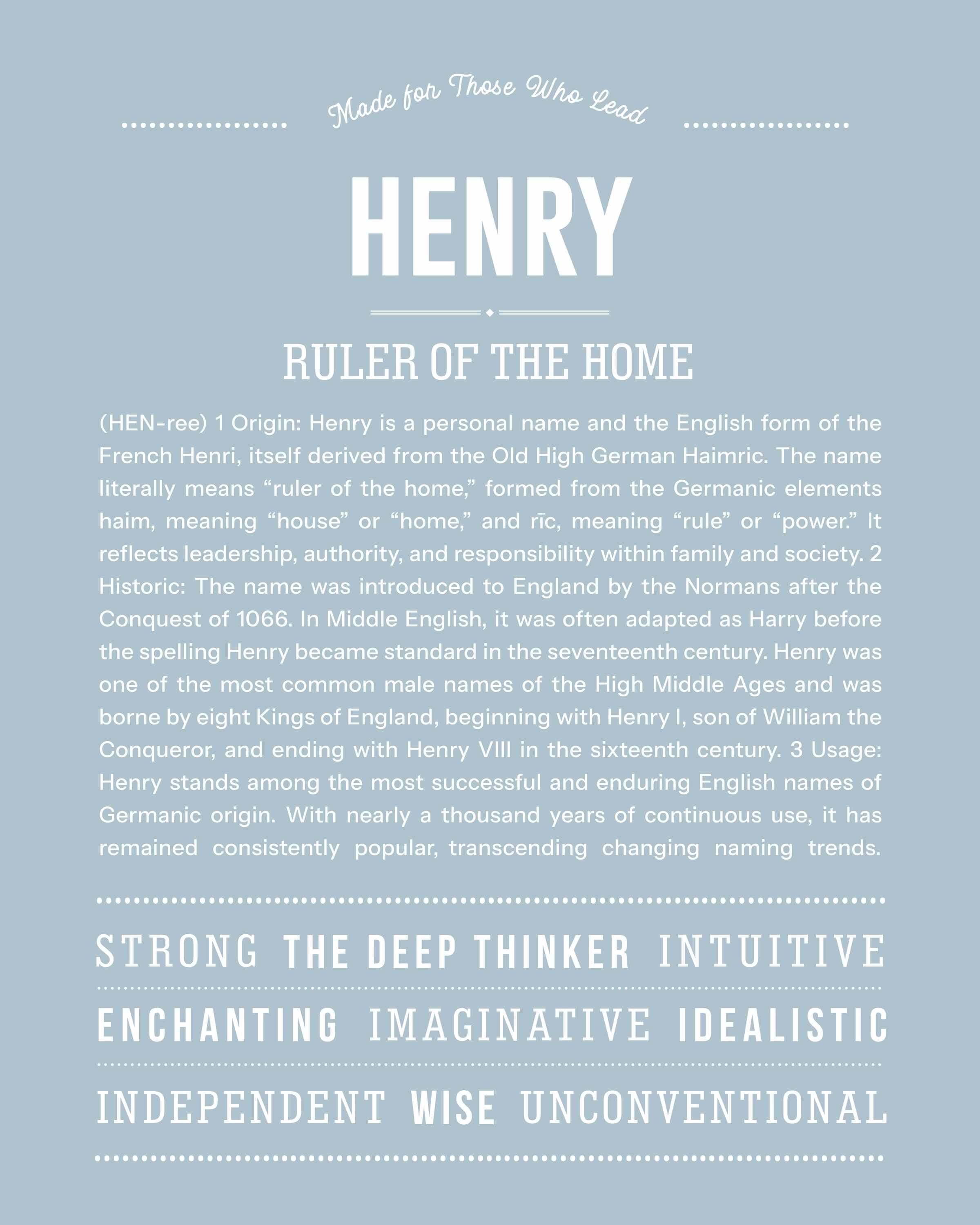 Henry | Personalised Name Meaning Print – Custom Name Art Gift