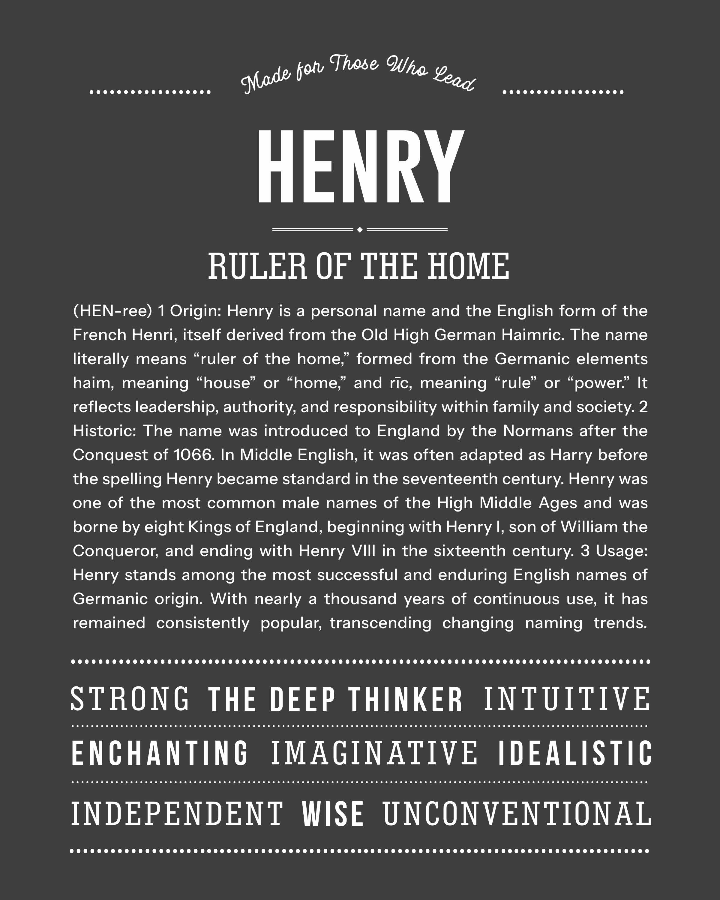 Henry | Personalised Name Meaning Print – Custom Name Art Gift