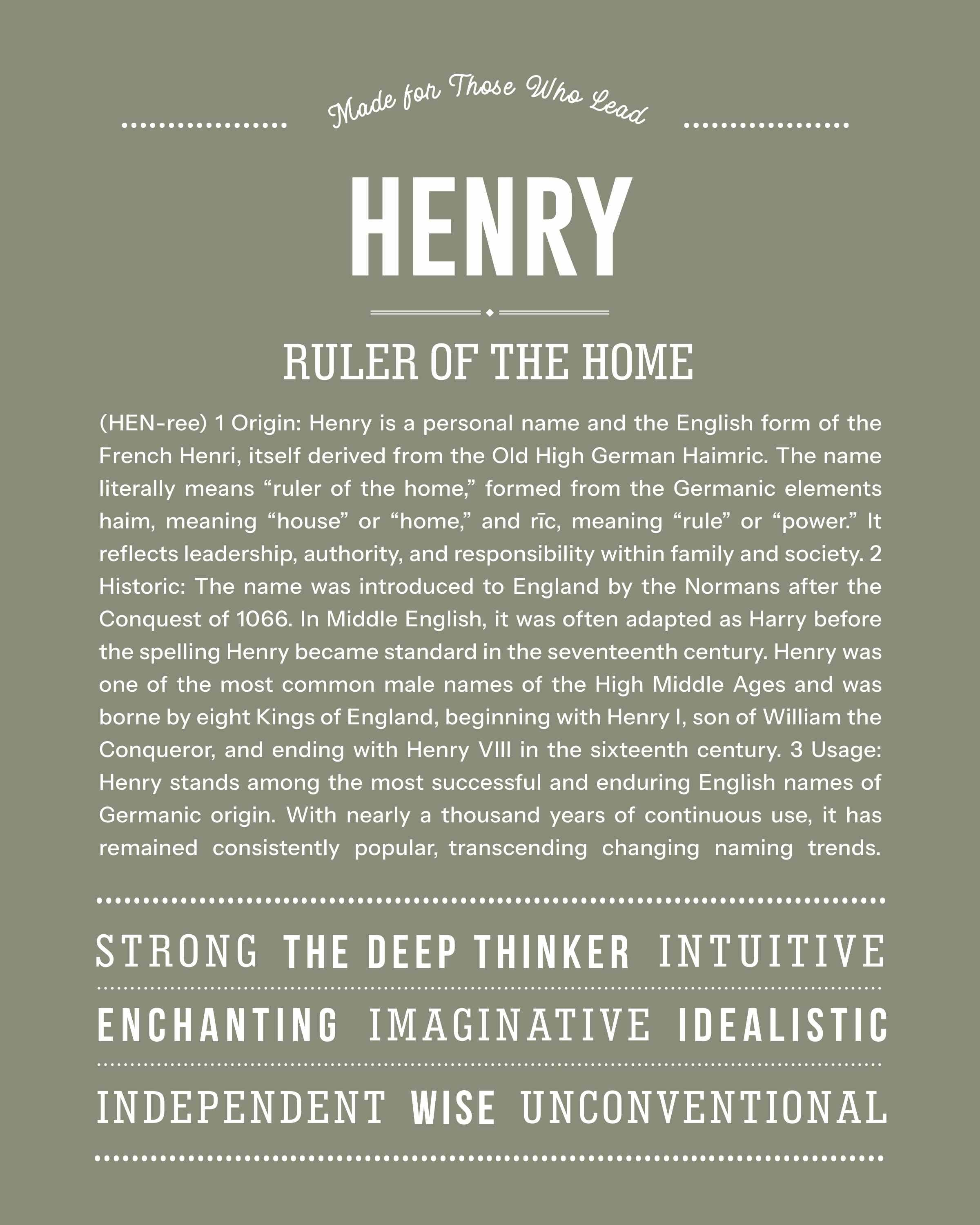 Henry | Personalised Name Meaning Print – Custom Name Art Gift