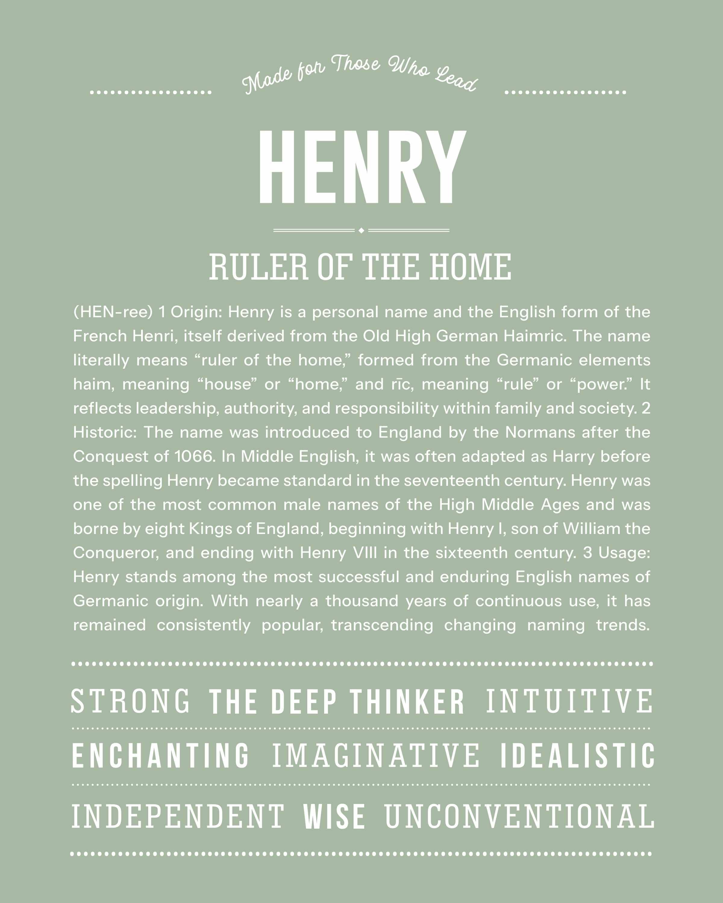 Henry | Personalised Name Meaning Print – Custom Name Art Gift