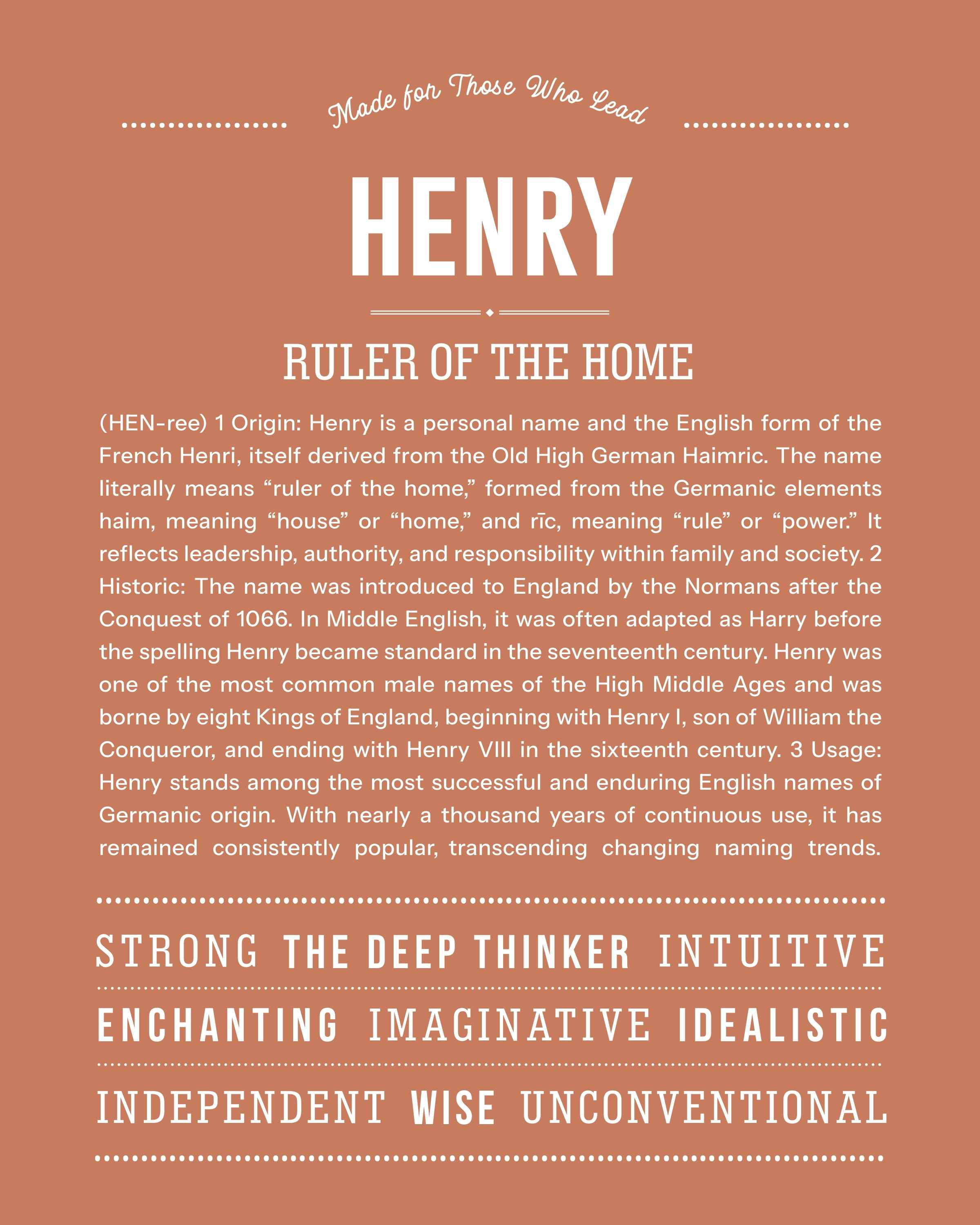Henry | Personalised Name Meaning Print – Custom Name Art Gift