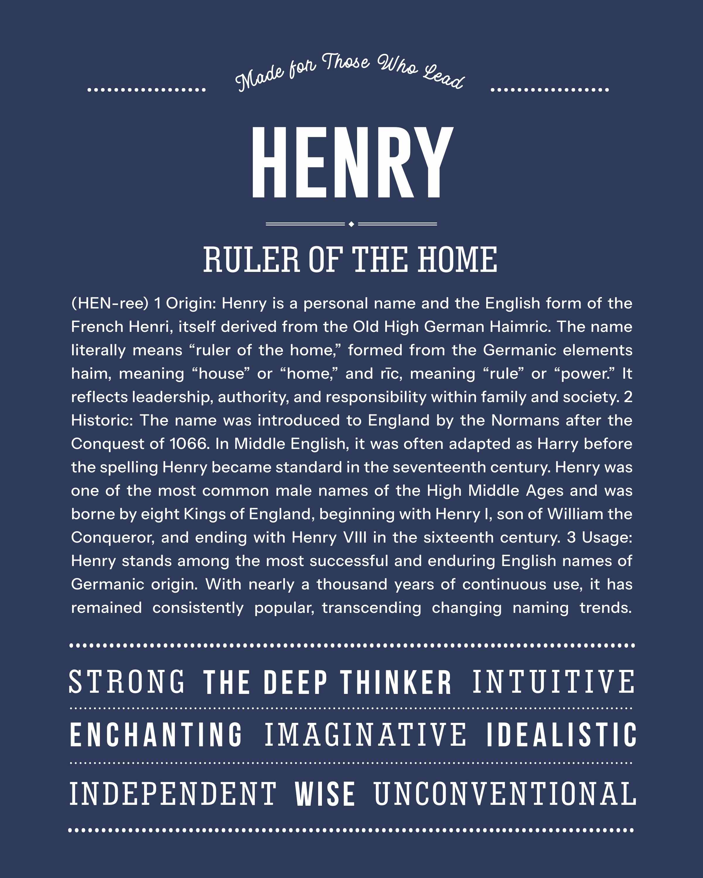 Henry | Personalised Name Meaning Print – Custom Name Art Gift