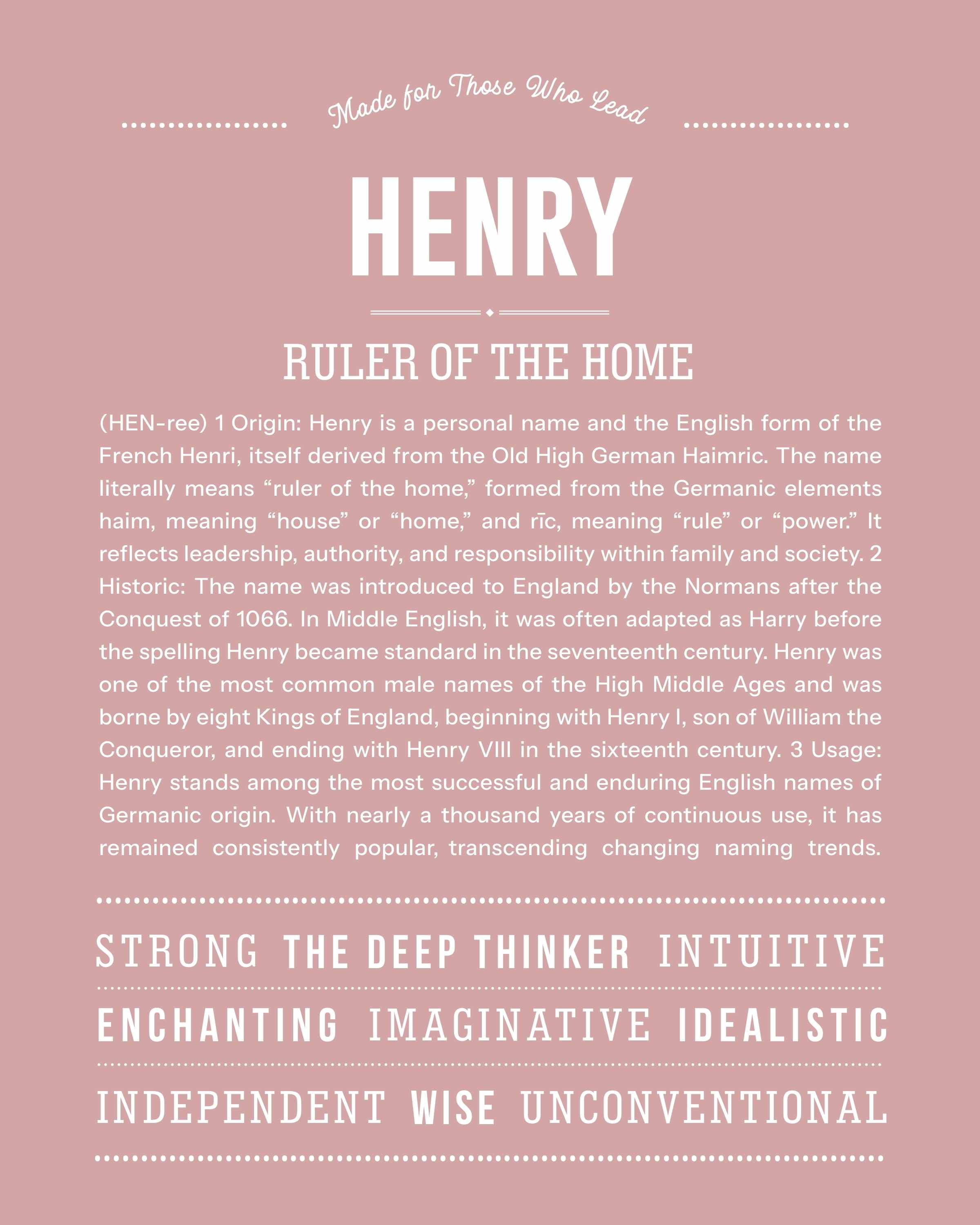 Henry | Personalised Name Meaning Print – Custom Name Art Gift