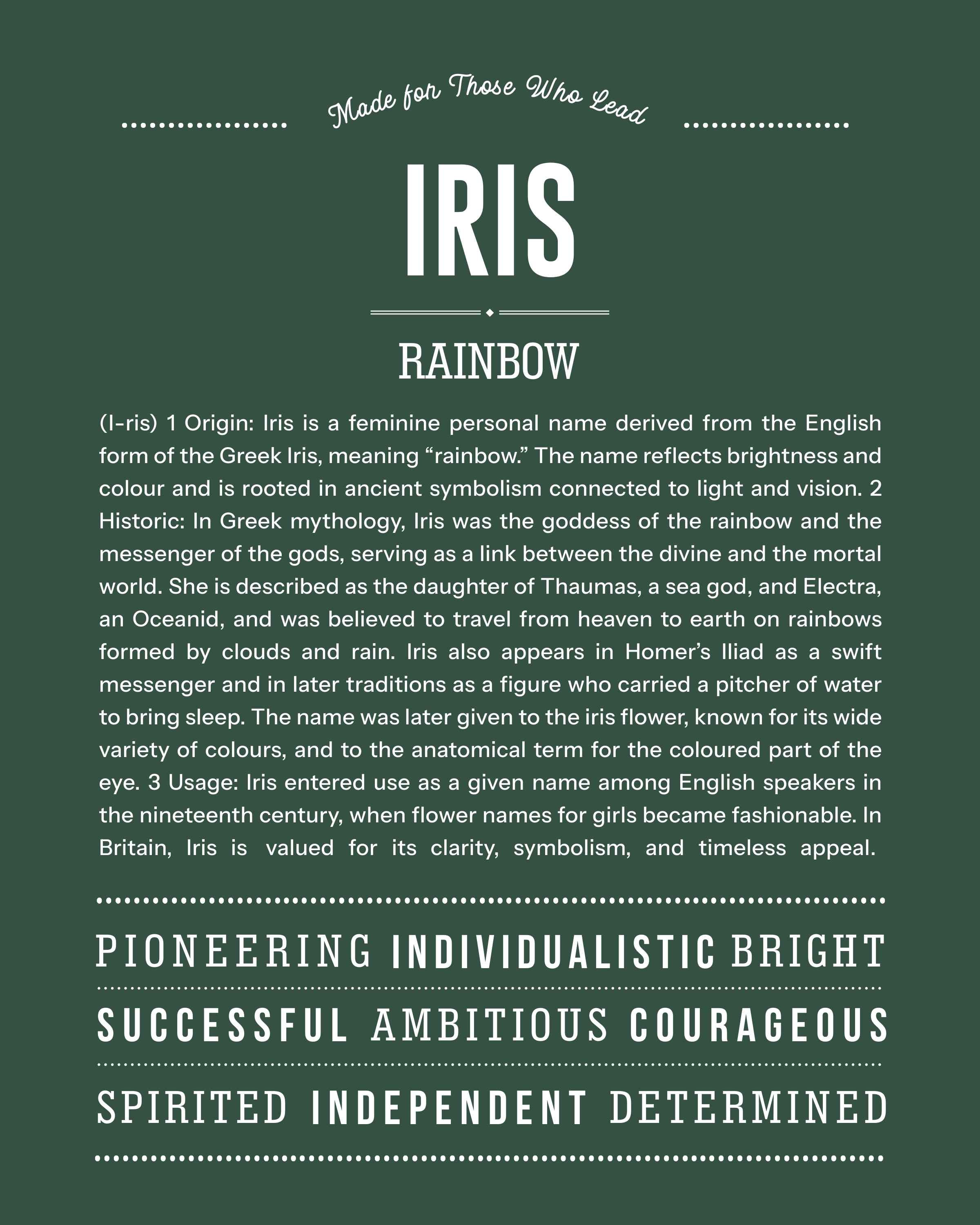 Iris | Personalised Name Meaning Print – Custom Name Art Gift