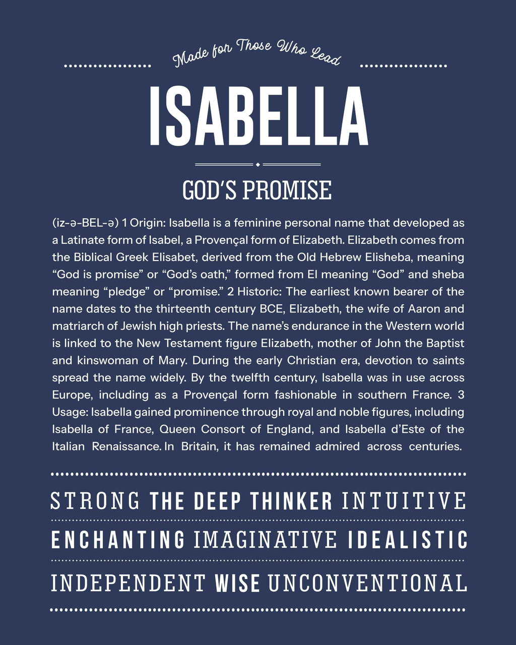 Isabella | Personalised Name Meaning Print – Custom Name Art Gift