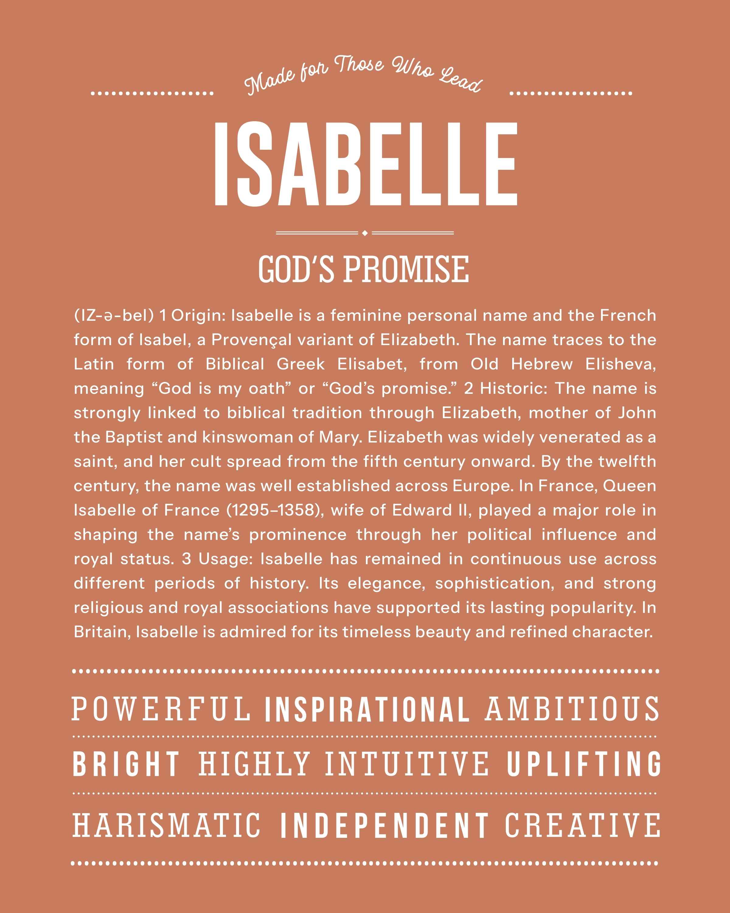 Isabelle | Personalised Name Meaning Print – Custom Name Art Gift