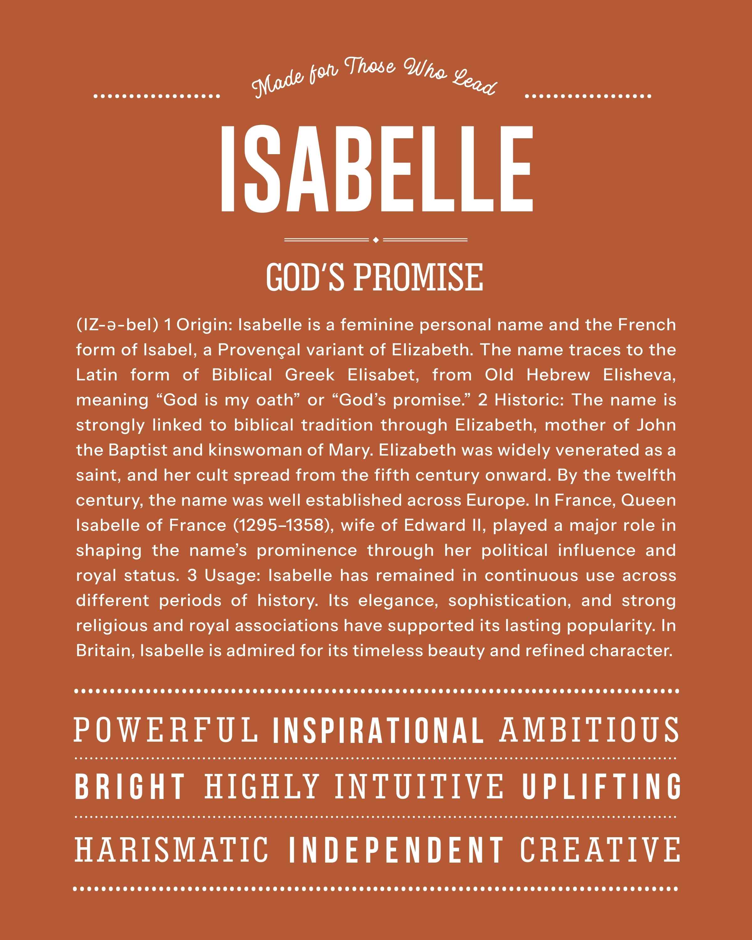 Isabelle | Personalised Name Meaning Print – Custom Name Art Gift