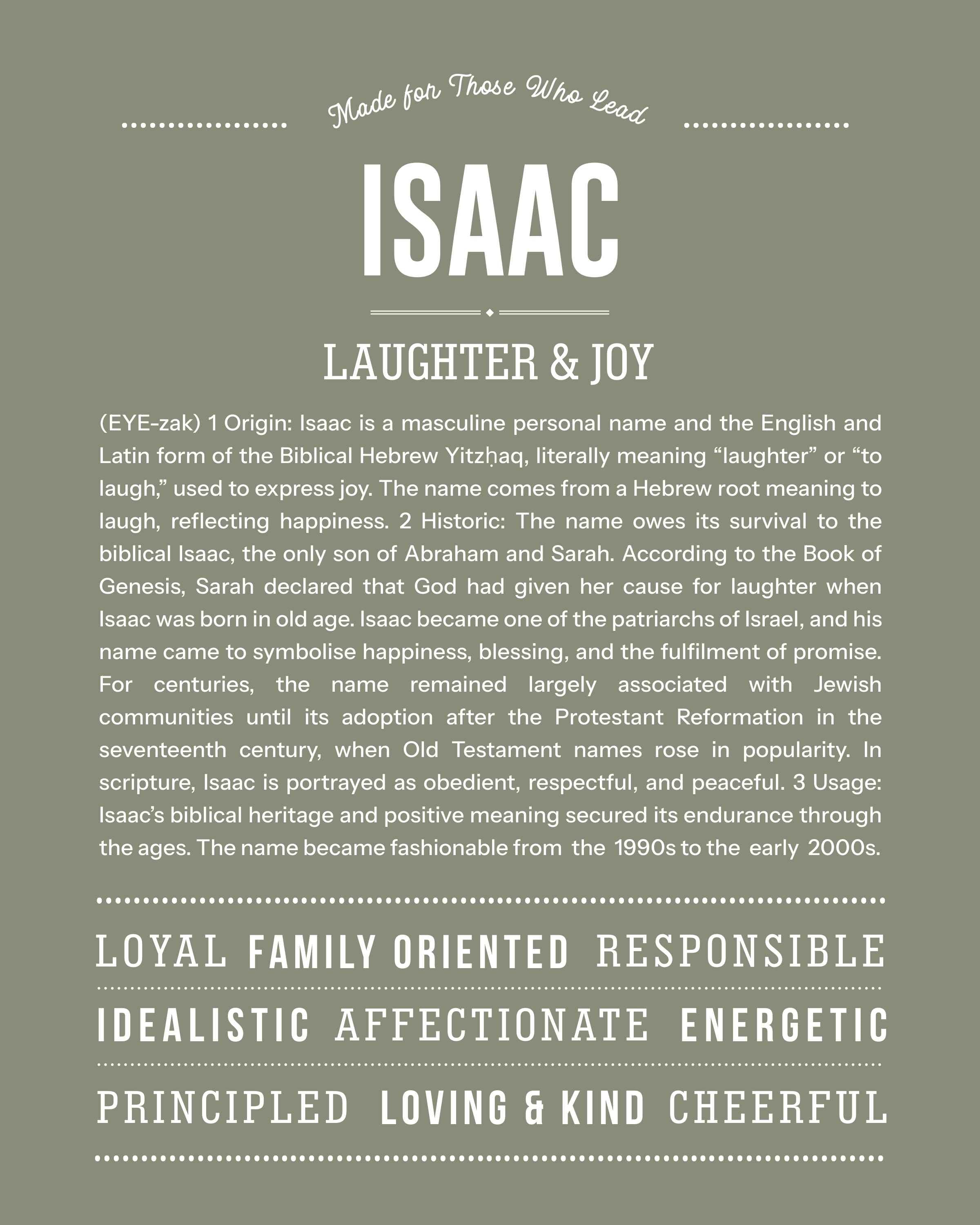 Isaac | Personalised Name Meaning Print – Custom Name Art Gift