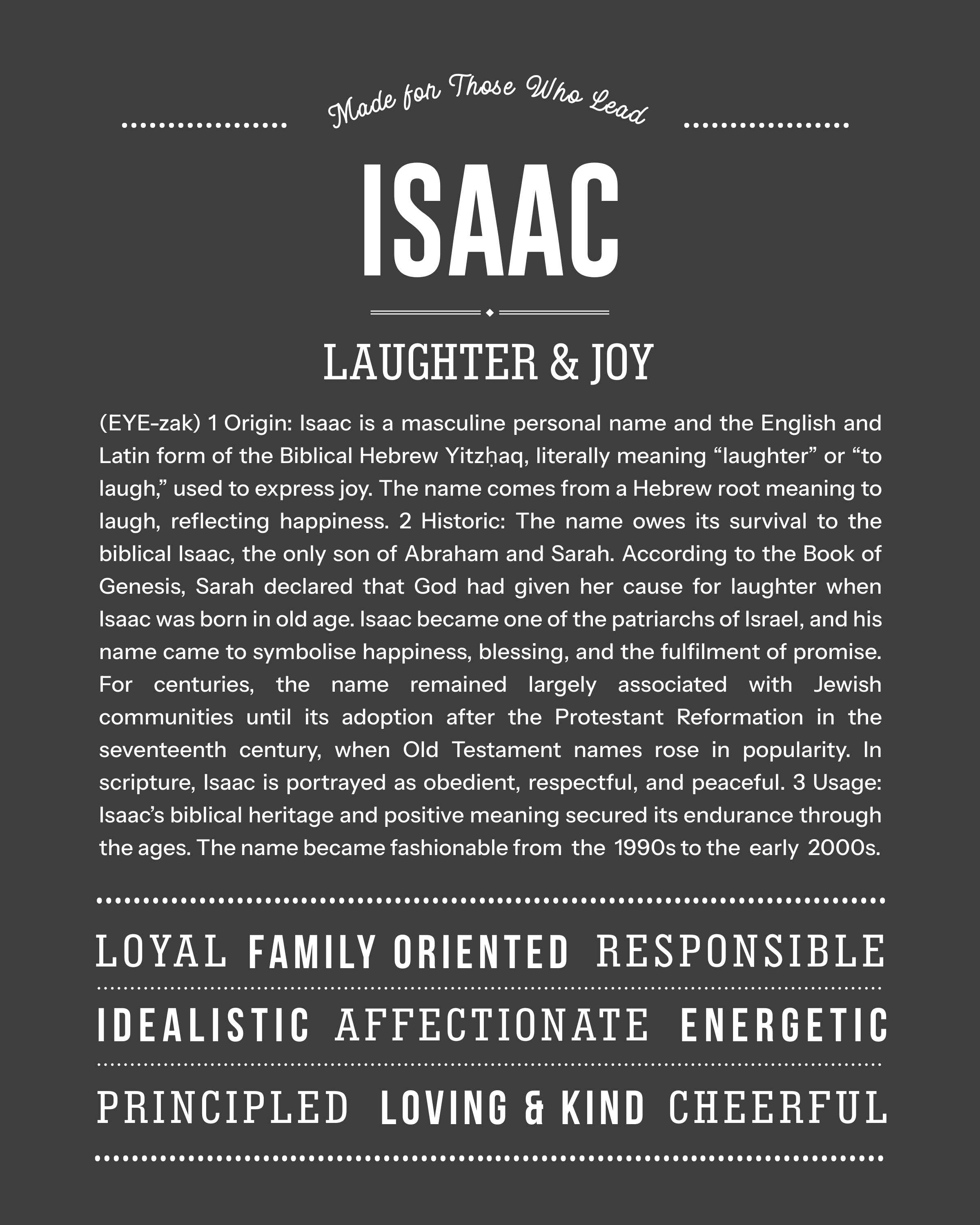 Isaac | Personalised Name Meaning Print – Custom Name Art Gift