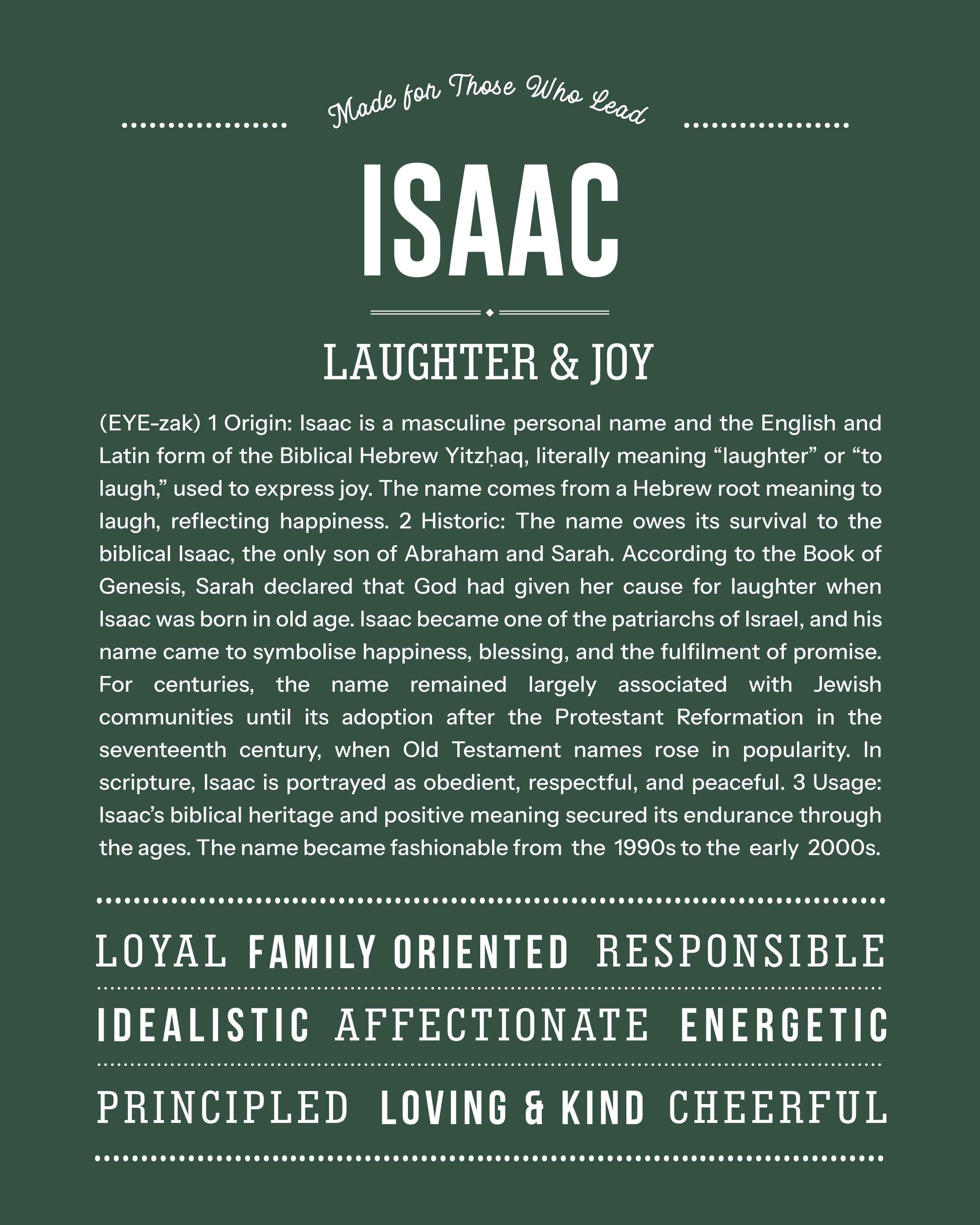 Isaac | Personalised Name Meaning Print – Custom Name Art Gift