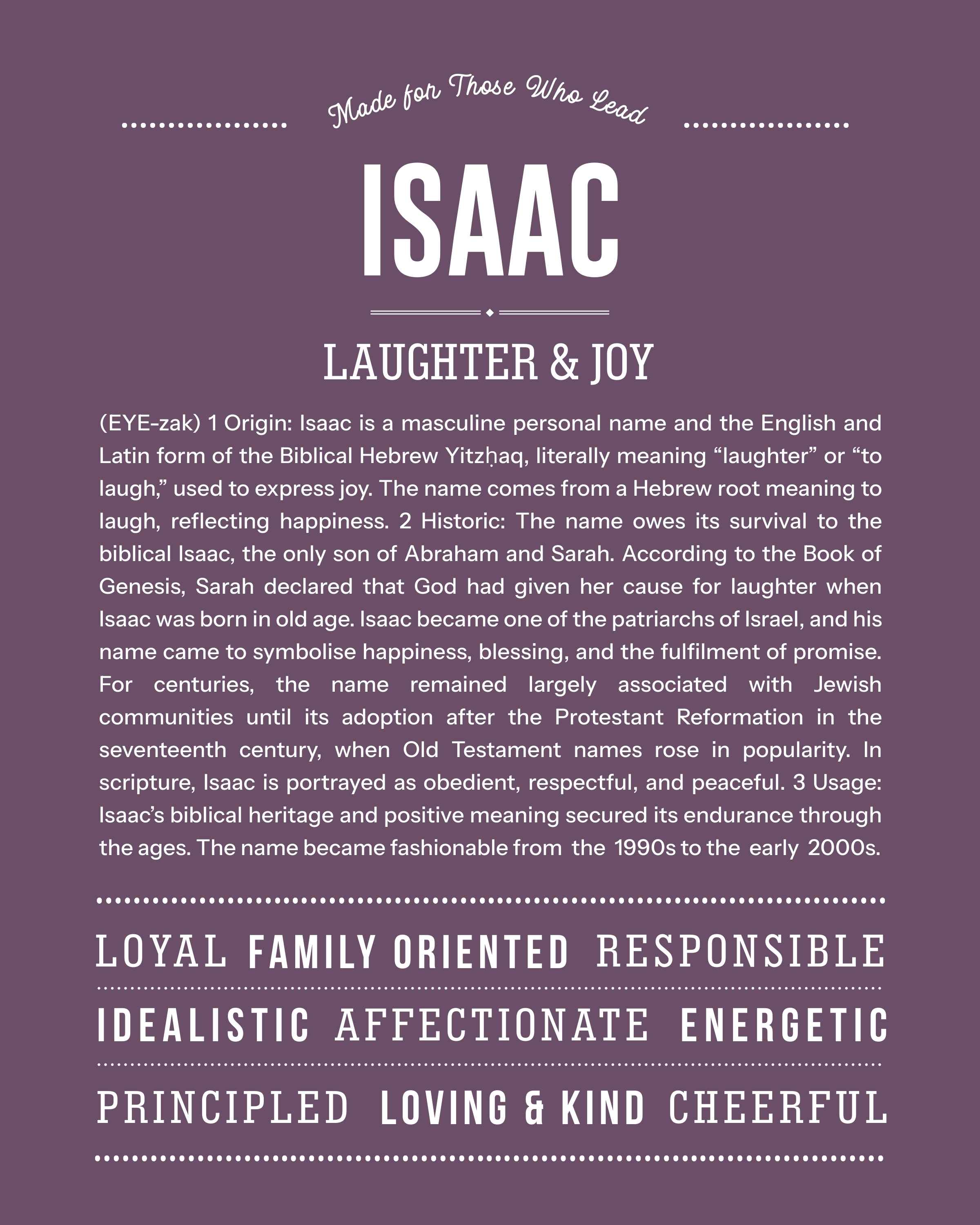 Isaac | Personalised Name Meaning Print – Custom Name Art Gift