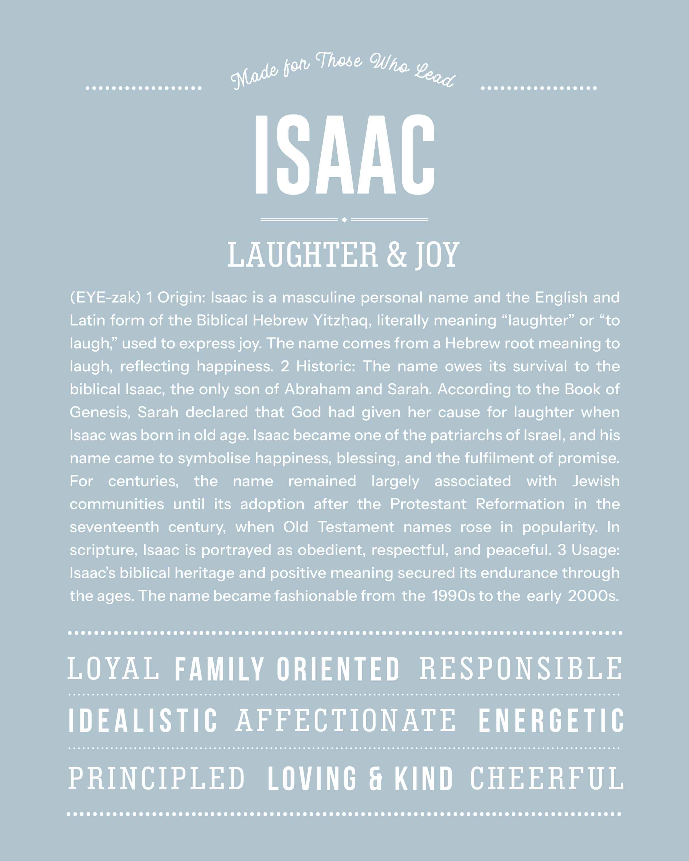 Isaac | Personalised Name Meaning Print – Custom Name Art Gift
