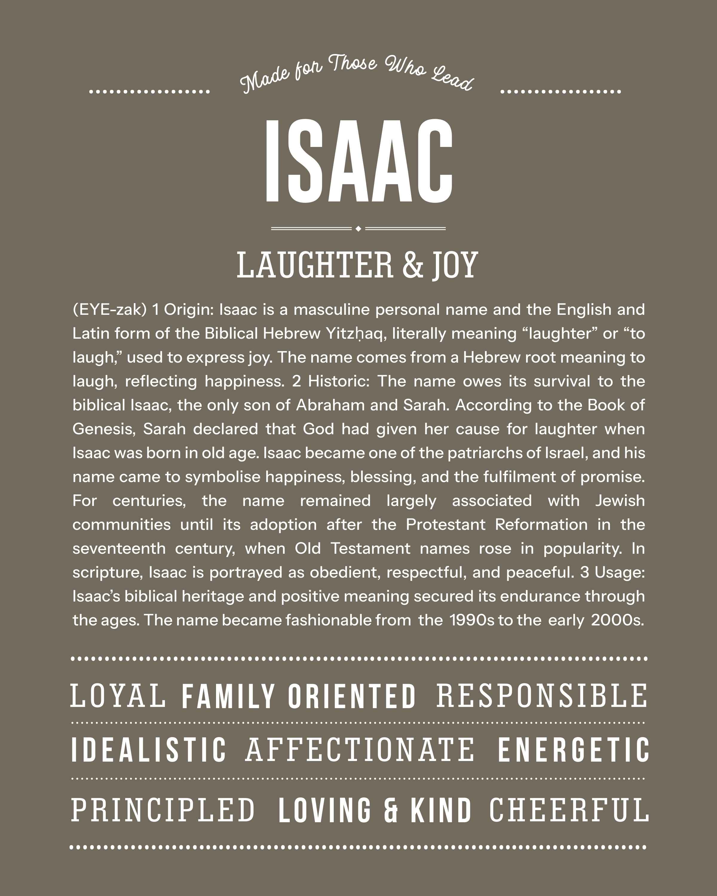 Isaac | Personalised Name Meaning Print – Custom Name Art Gift