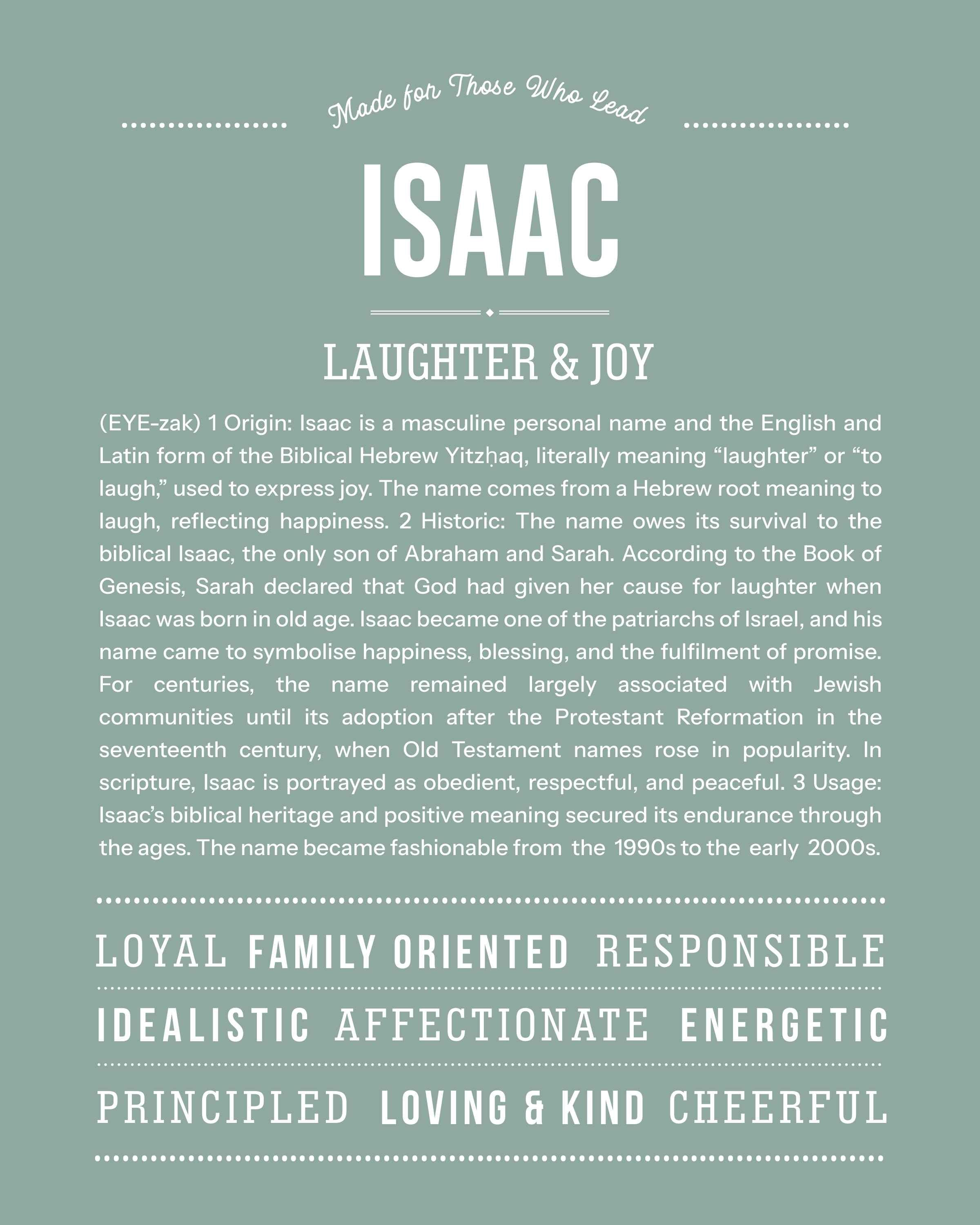 Isaac | Personalised Name Meaning Print – Custom Name Art Gift