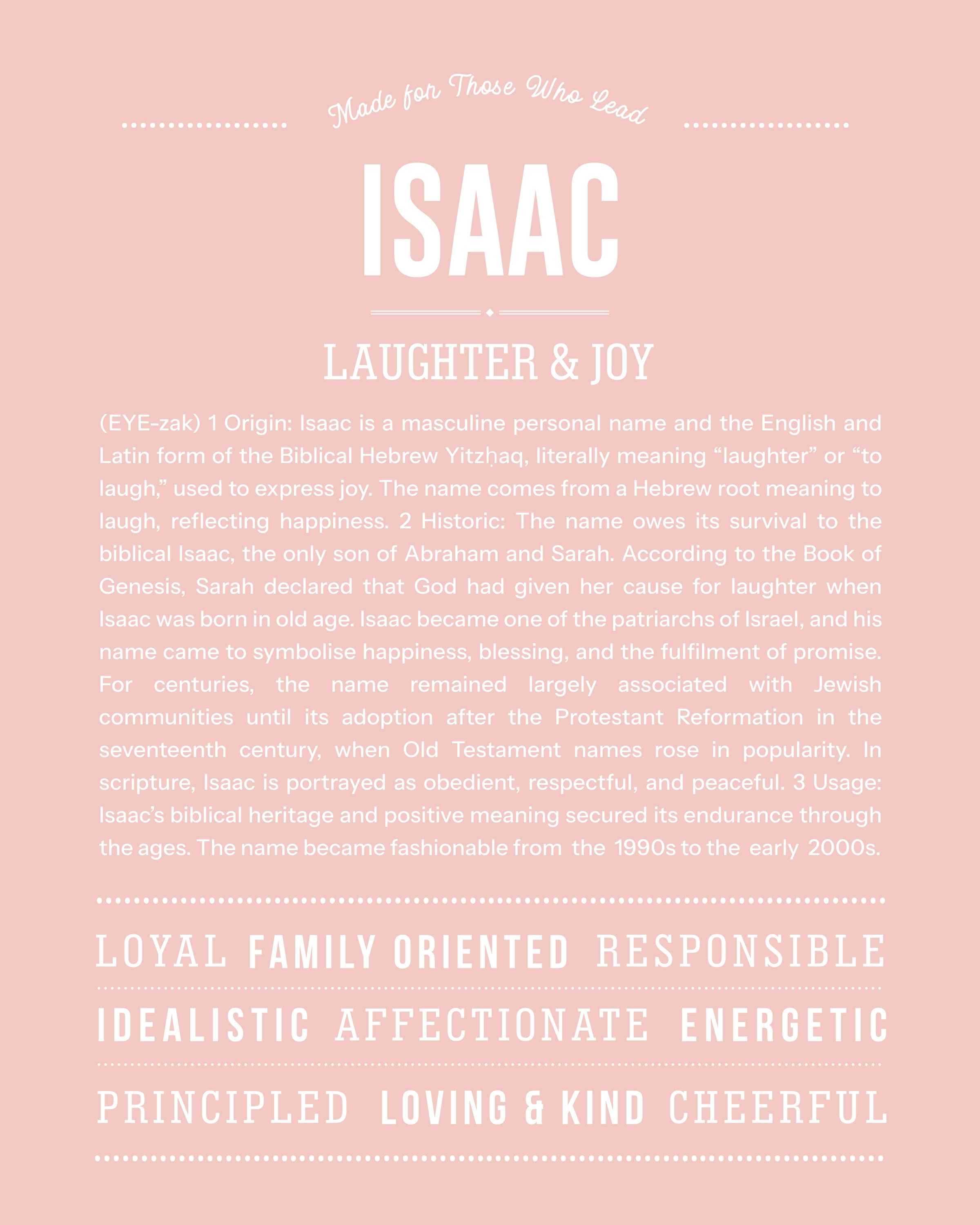 Isaac | Personalised Name Meaning Print – Custom Name Art Gift