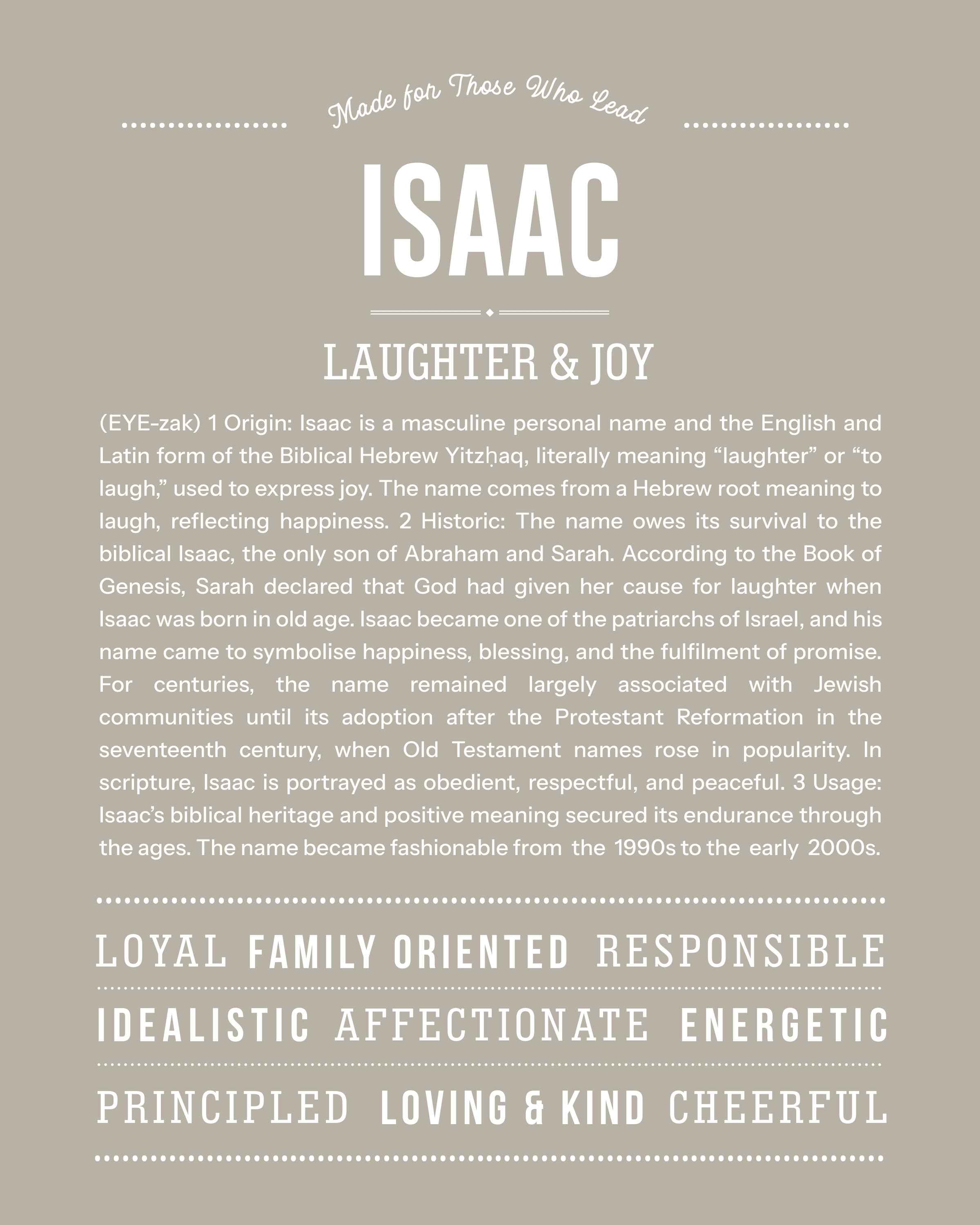 Isaac | Personalised Name Meaning Print – Custom Name Art Gift