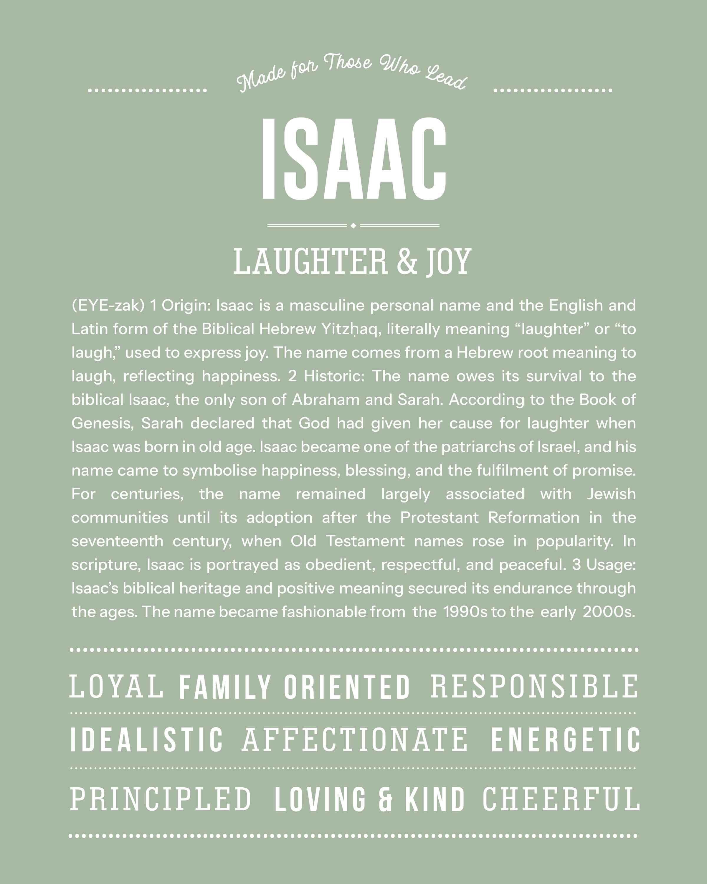 Isaac | Personalised Name Meaning Print – Custom Name Art Gift