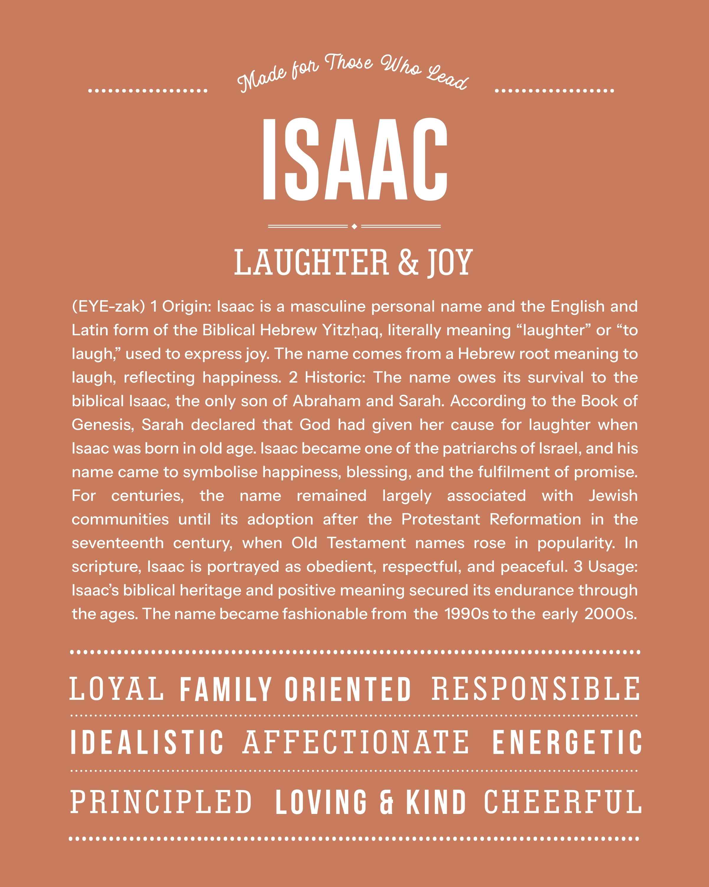 Isaac | Personalised Name Meaning Print – Custom Name Art Gift