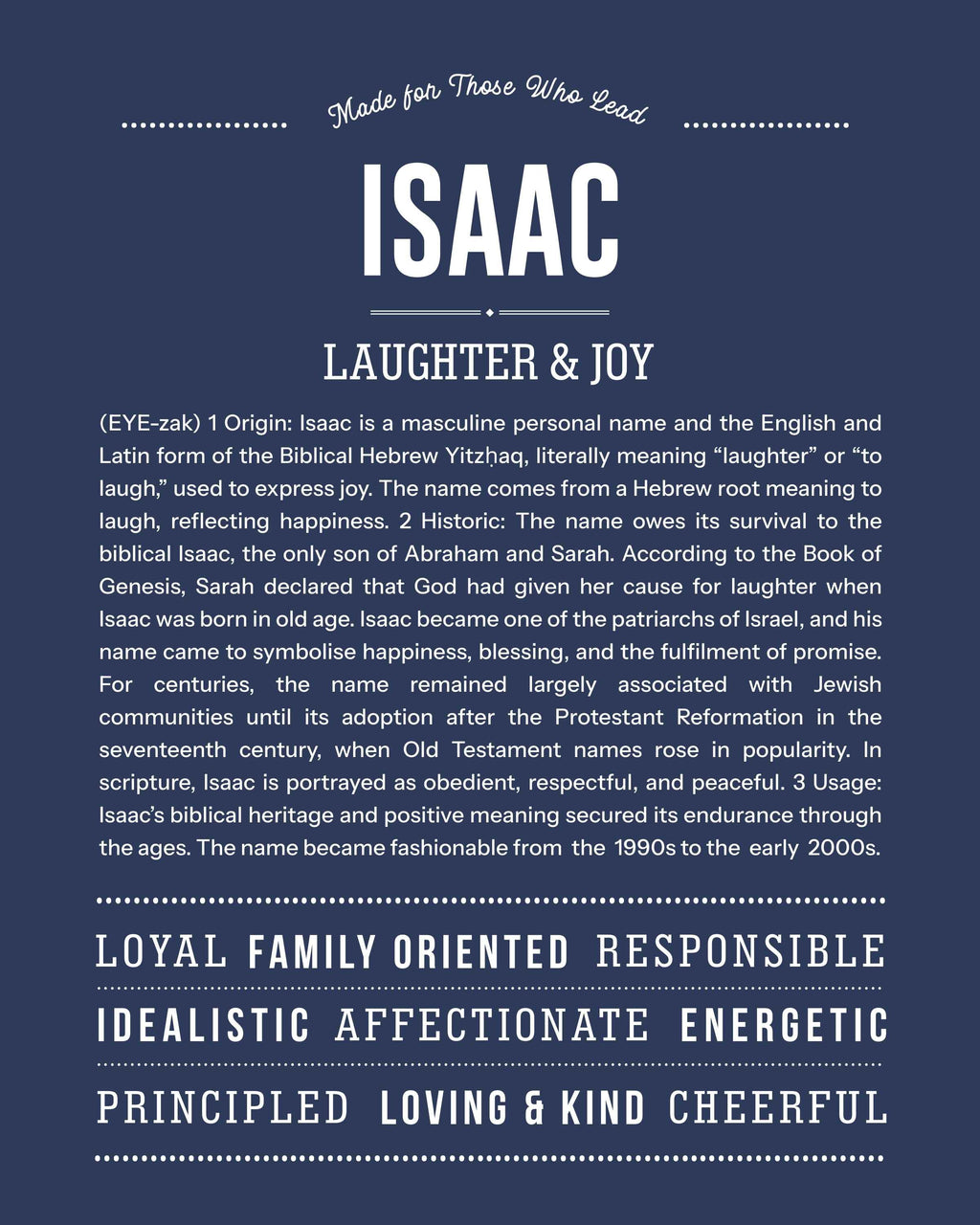 Isaac | Personalised Name Meaning Print – Custom Name Art Gift