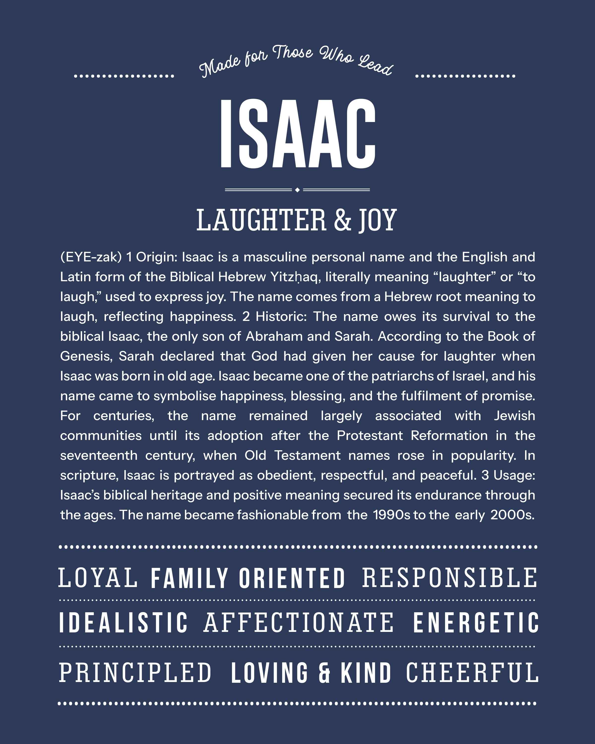 Isaac | Personalised Name Meaning Print – Custom Name Art Gift