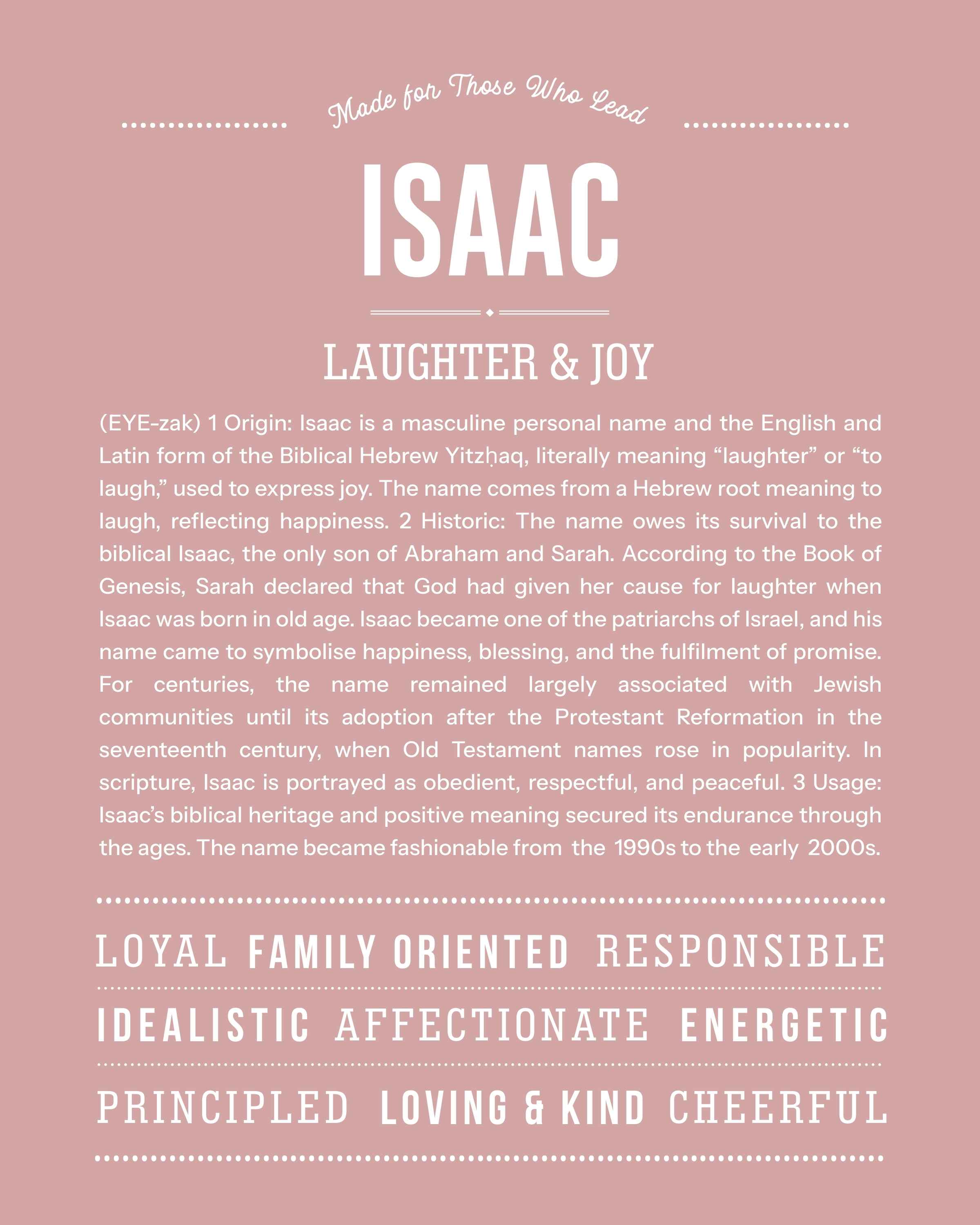 Isaac | Personalised Name Meaning Print – Custom Name Art Gift