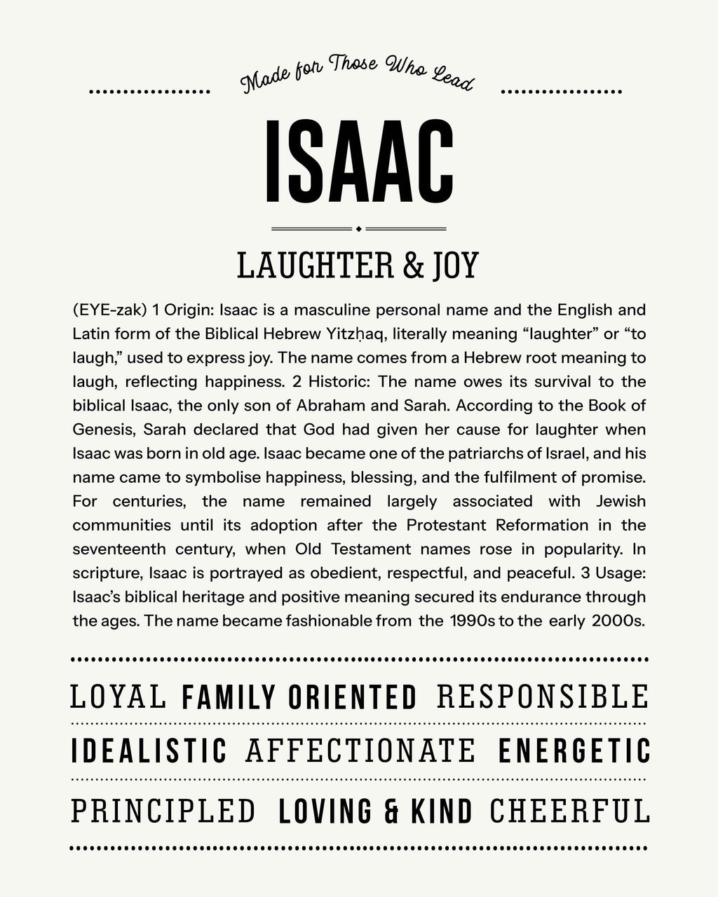 Isaac | Personalised Name Meaning Print – Custom Name Art Gift