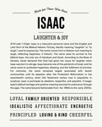 Isaac | Personalised Name Meaning Print – Custom Name Art Gift